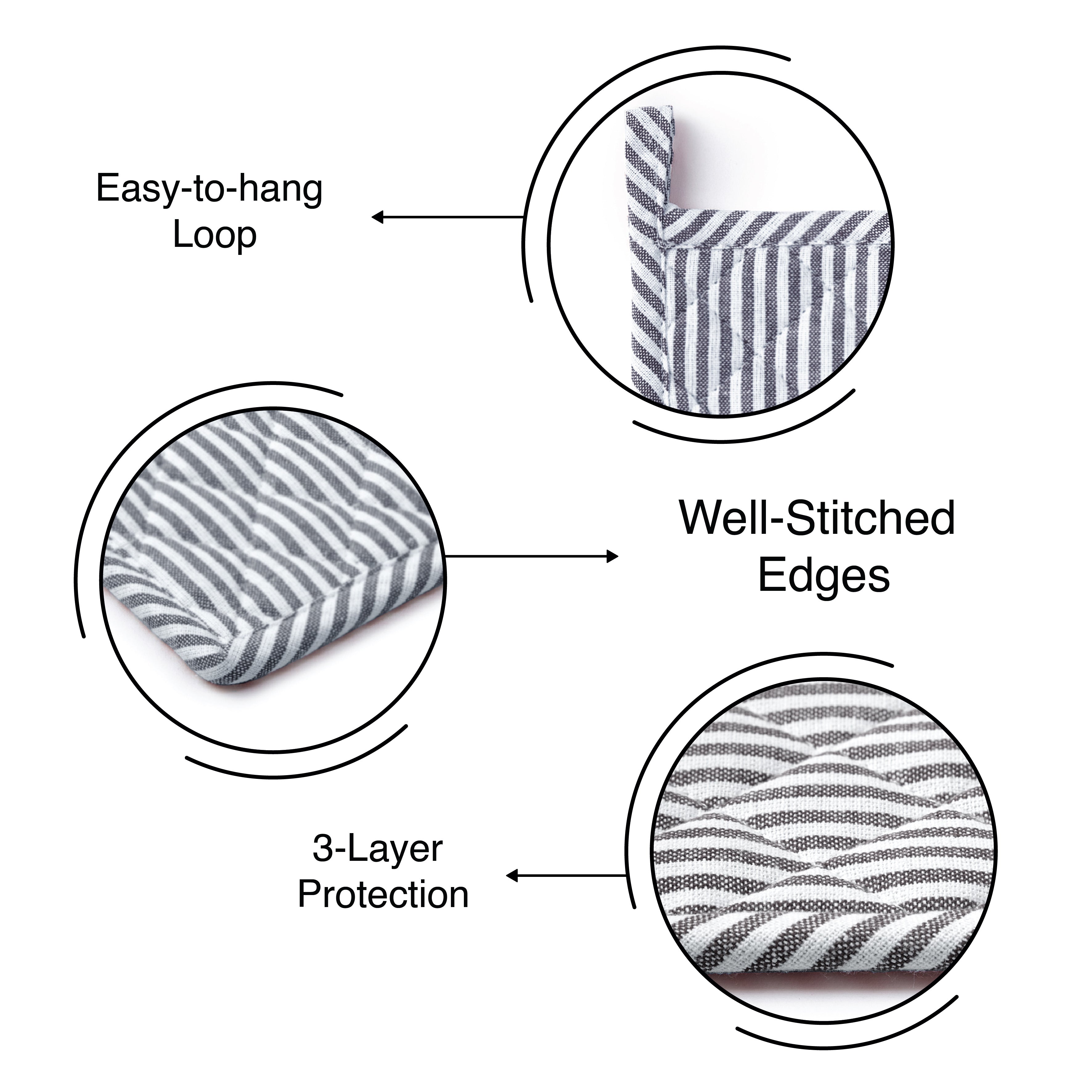 Cotton Ticking Navy Blue Pot Holders (Pack of 2)
