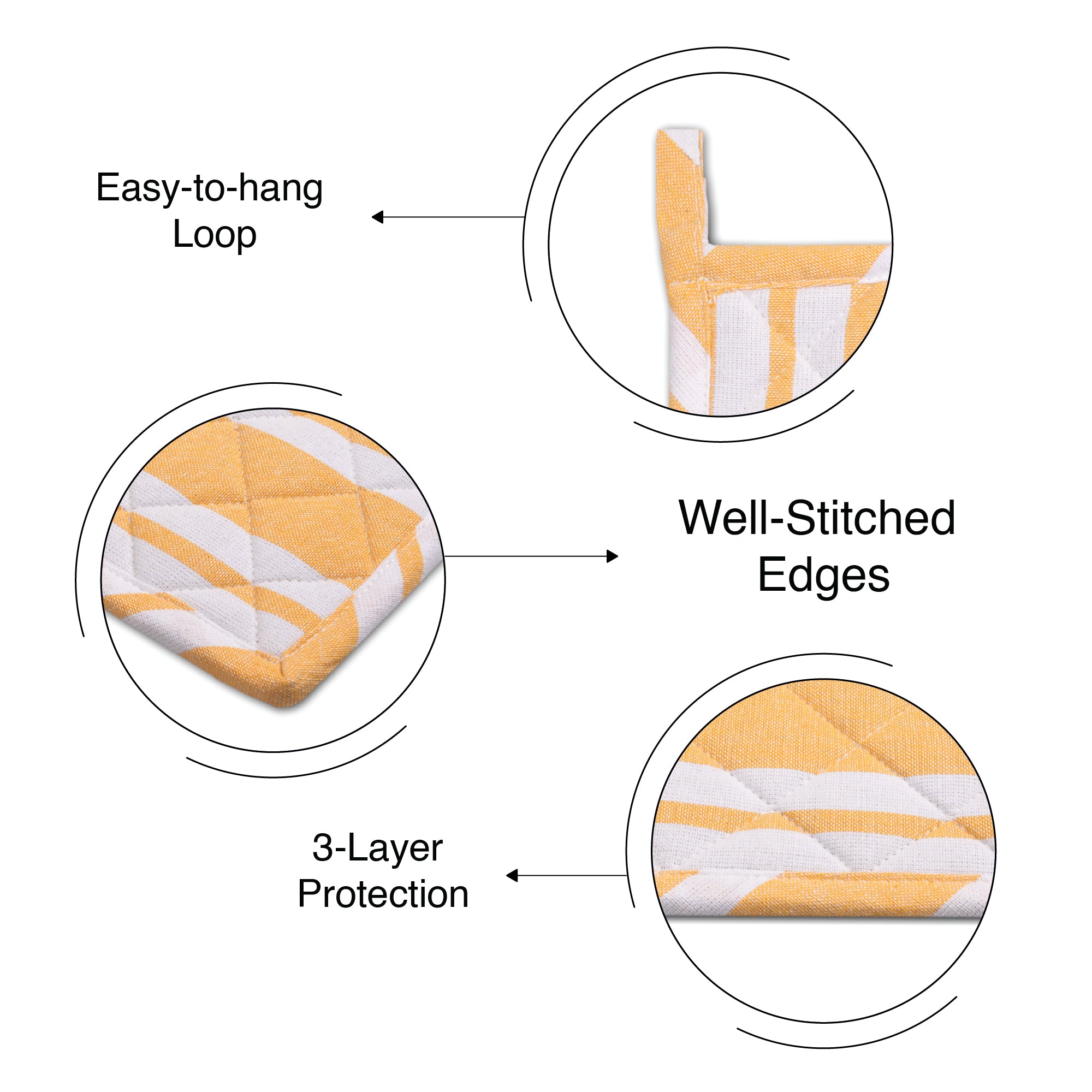 RC Yarn-Dyed Franca Yellow Stripes Potholder (Pack of 2)