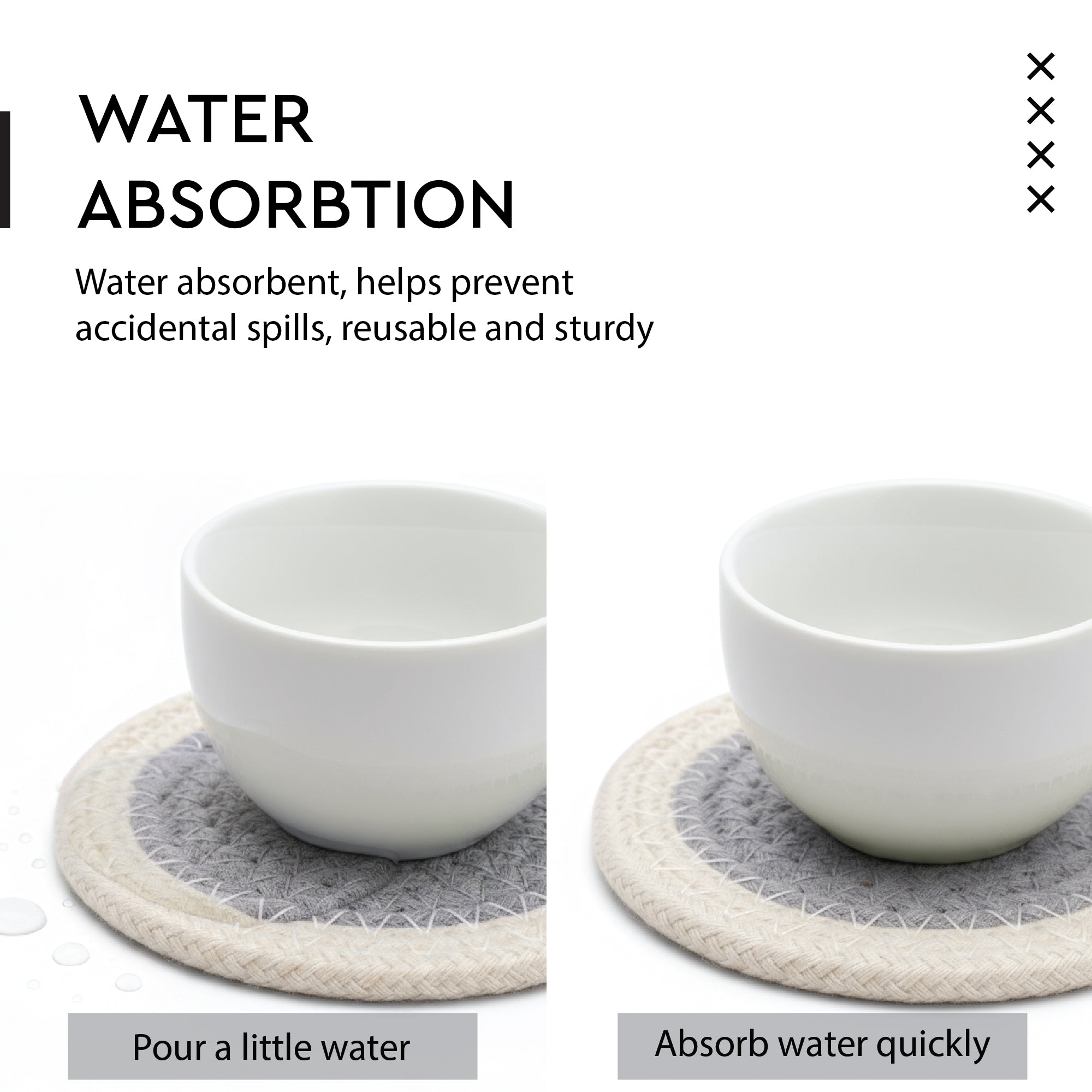 Cotton Light Grey & Off White Coaster