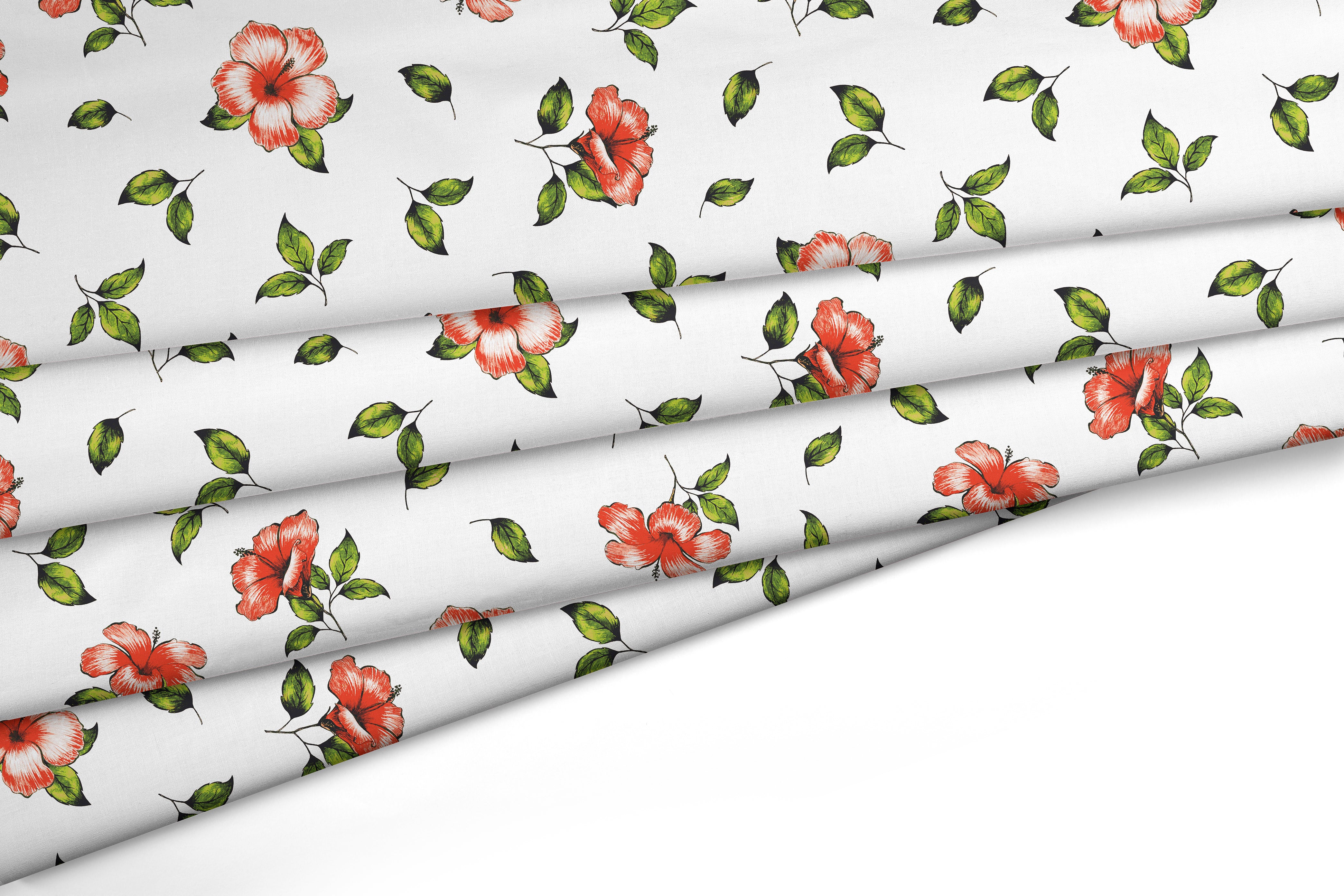 Polyester Printed Hibiscus Fabric (Pack of 1)