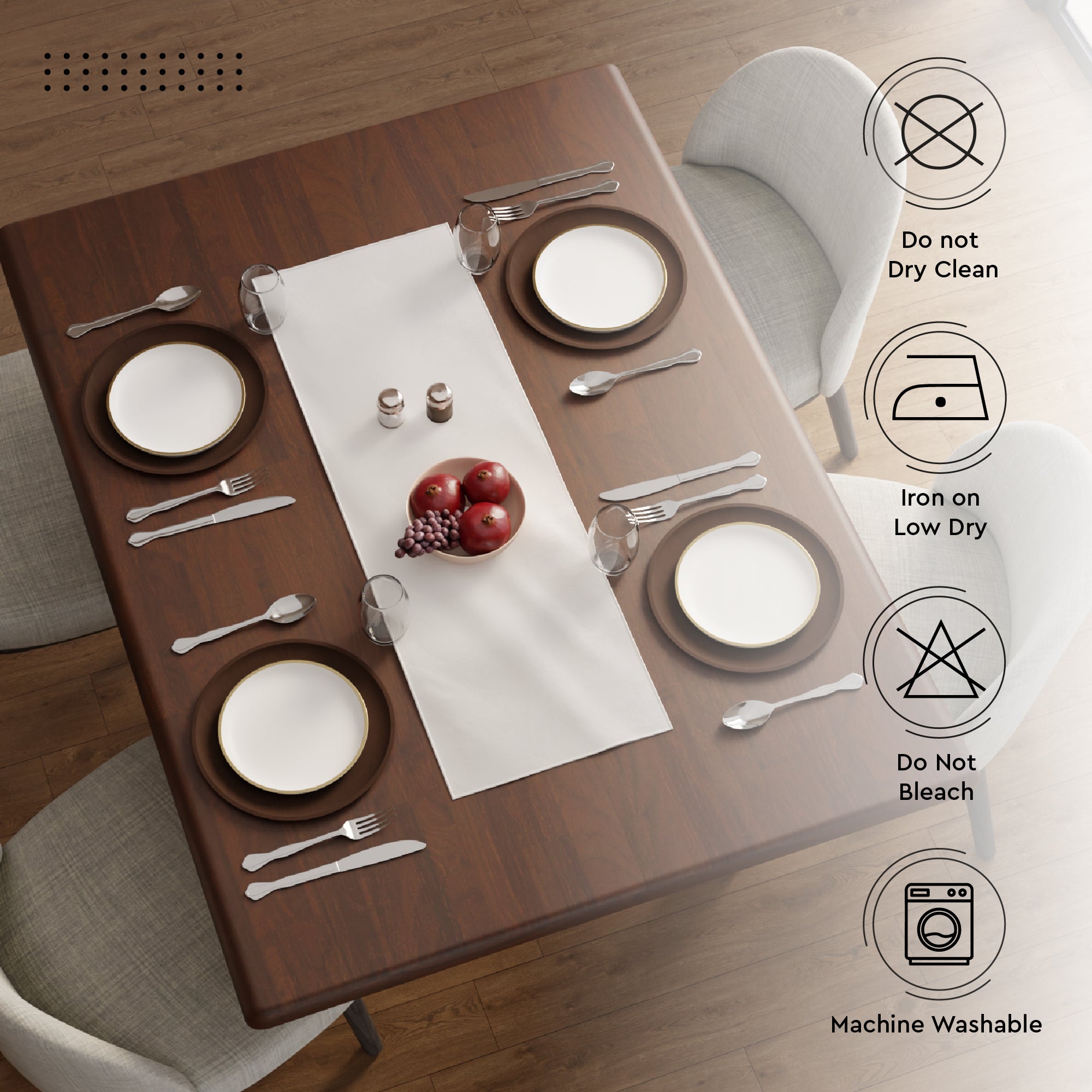 Spun Polyester White Table Runner (Pack of 1)