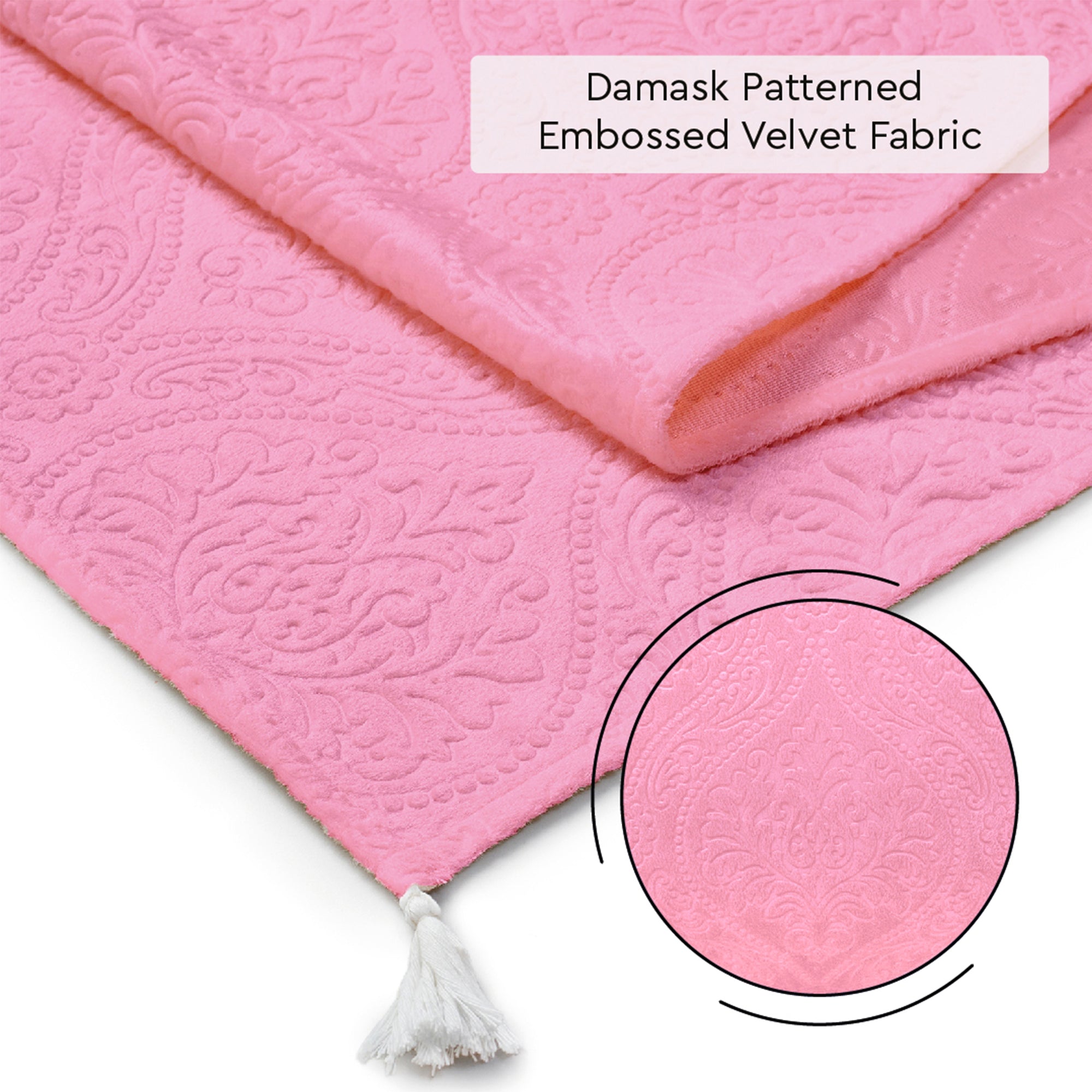 Embossed Velvet Pink Table Runner