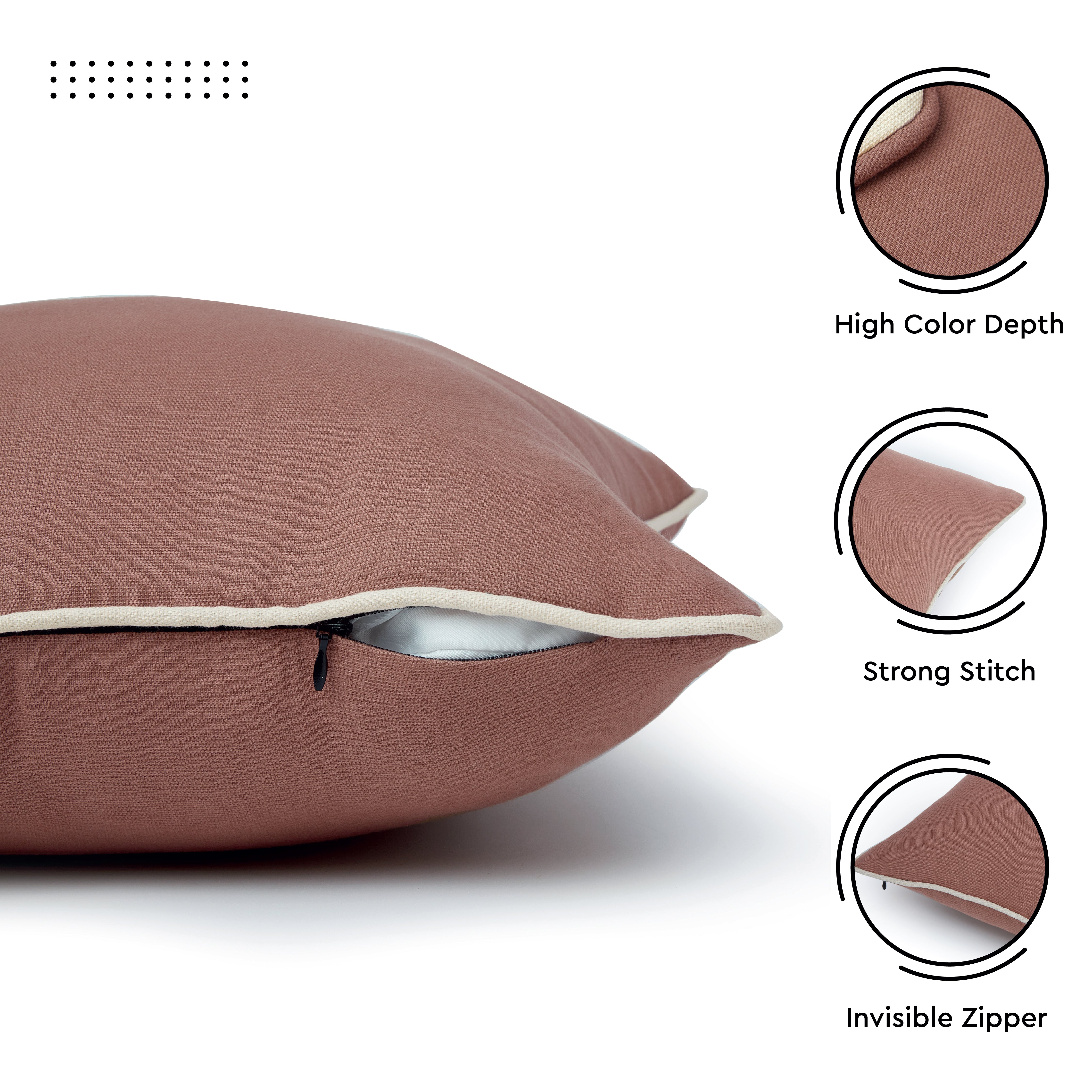 Cotton Tan with Natural Cushion Cover (Pack of 2)