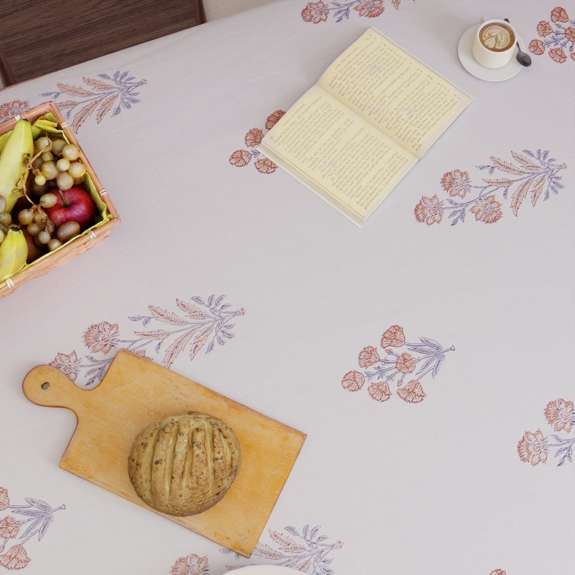 Jaipuri Hand block Print Cotton Rosebush Tablecloth