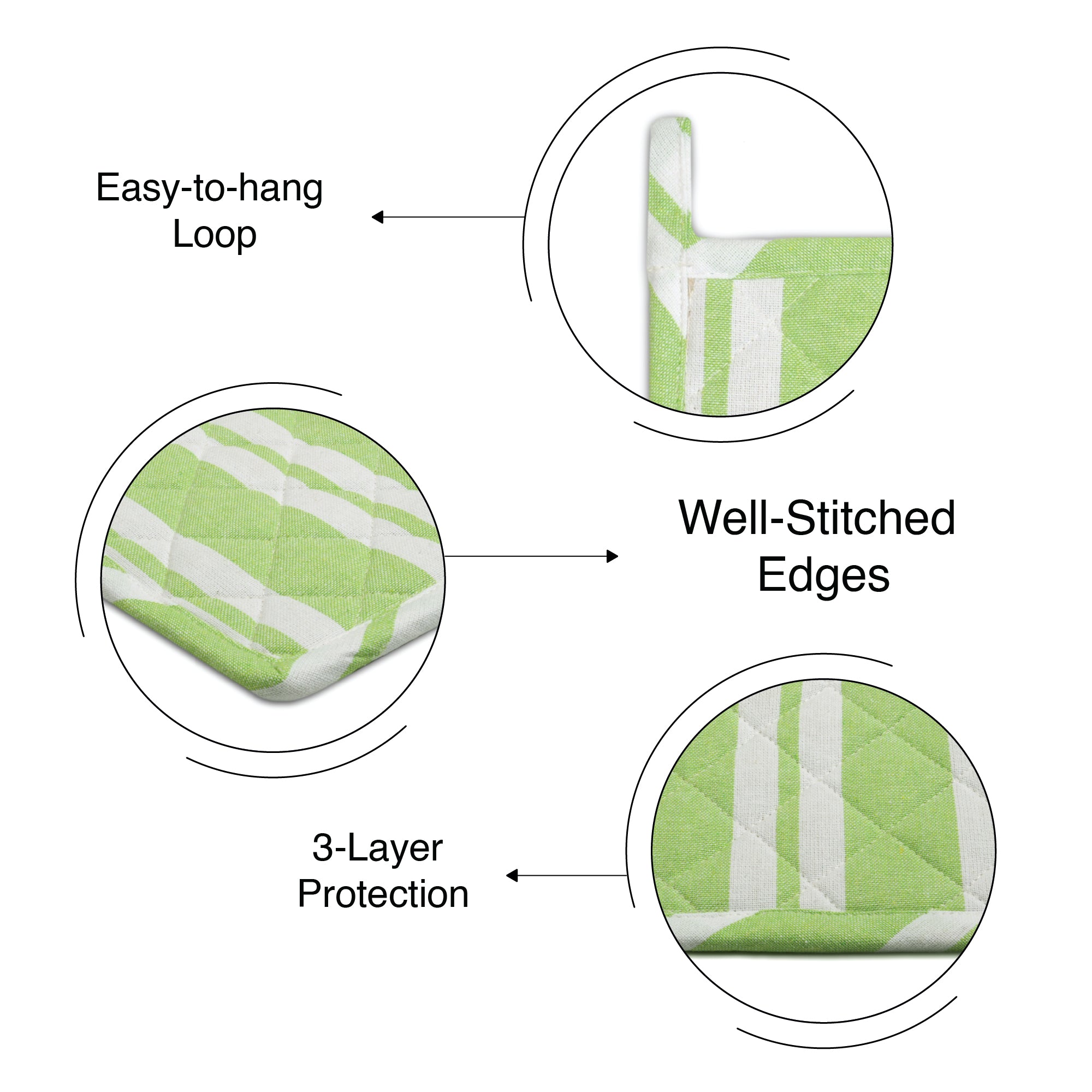 RC Yarn-Dyed Franca Lime Stripes Potholder (Pack of 2)