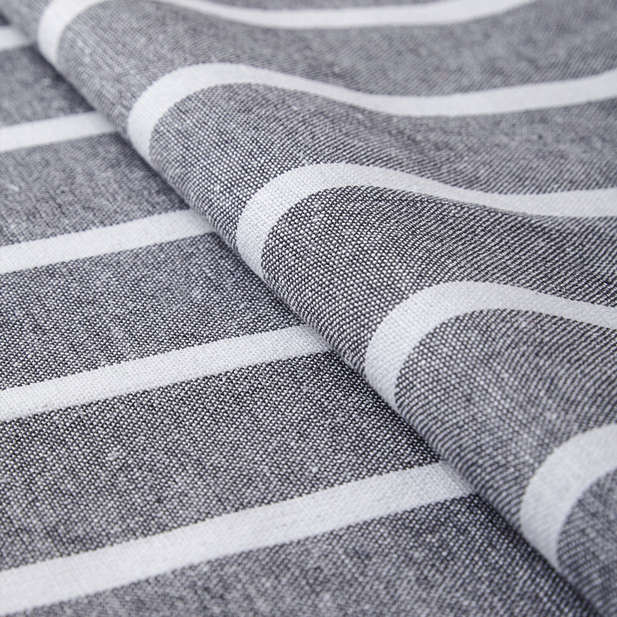 Cotton Canvas Roma Grey Stripes Table Runner (Pack of 1)