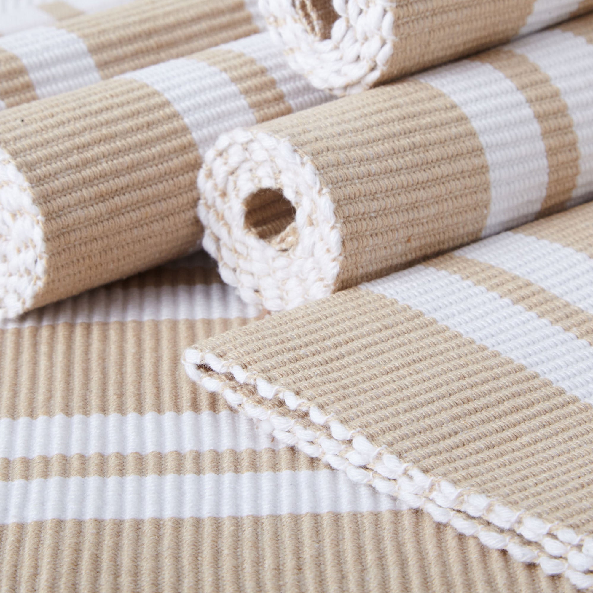 Cotton Franca Beige Stripes Placemat (Pack of 6)