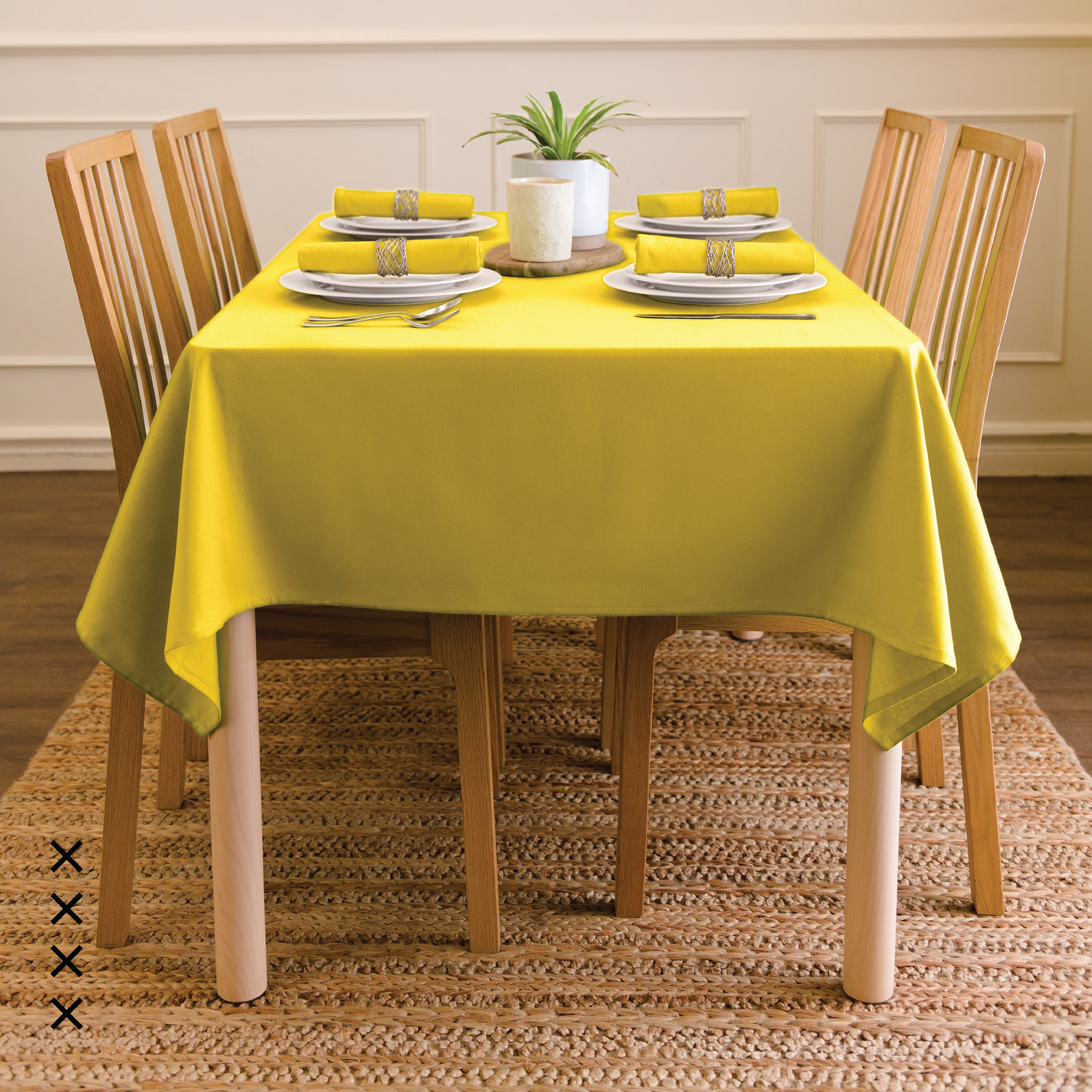 Cotton Sunbeam Yellow Table Cloth (Pack of 1)
