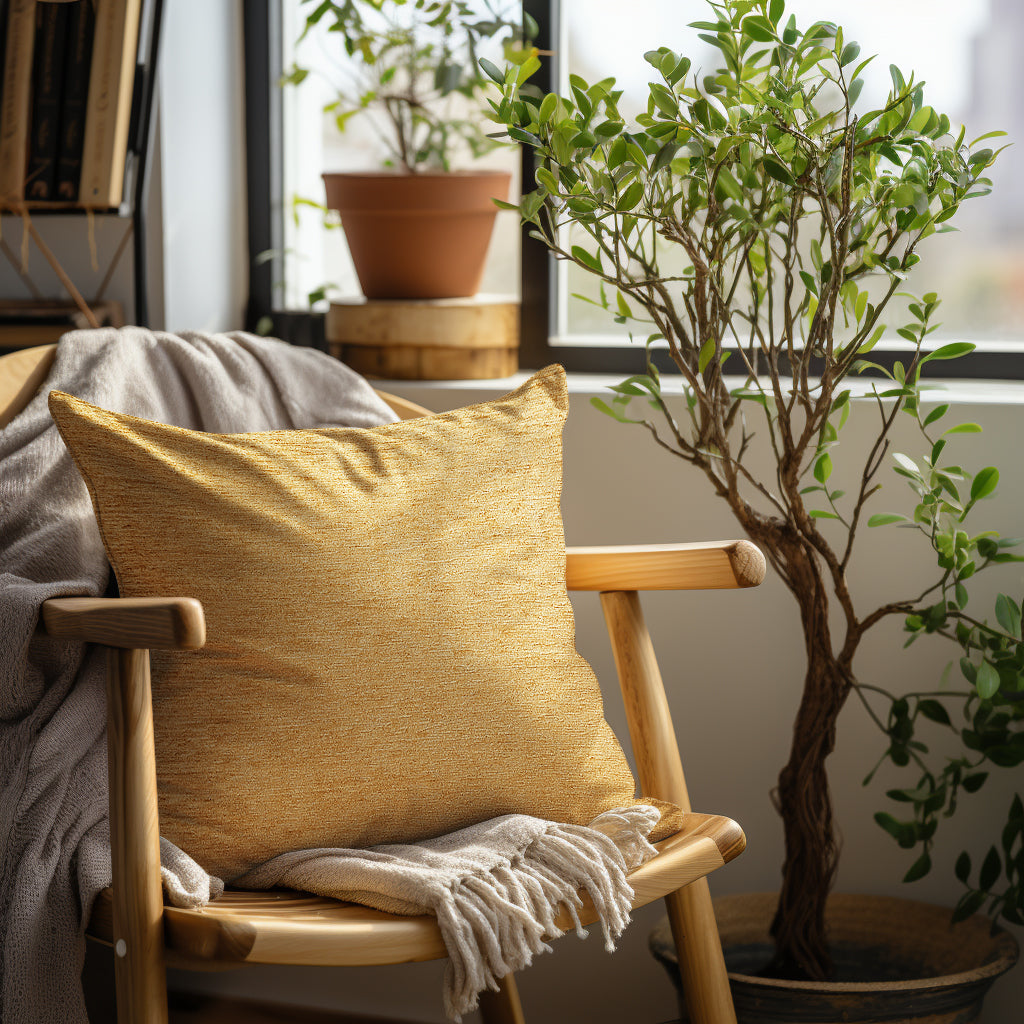 Chenille Gold Cushion Cover (Pack of 2)