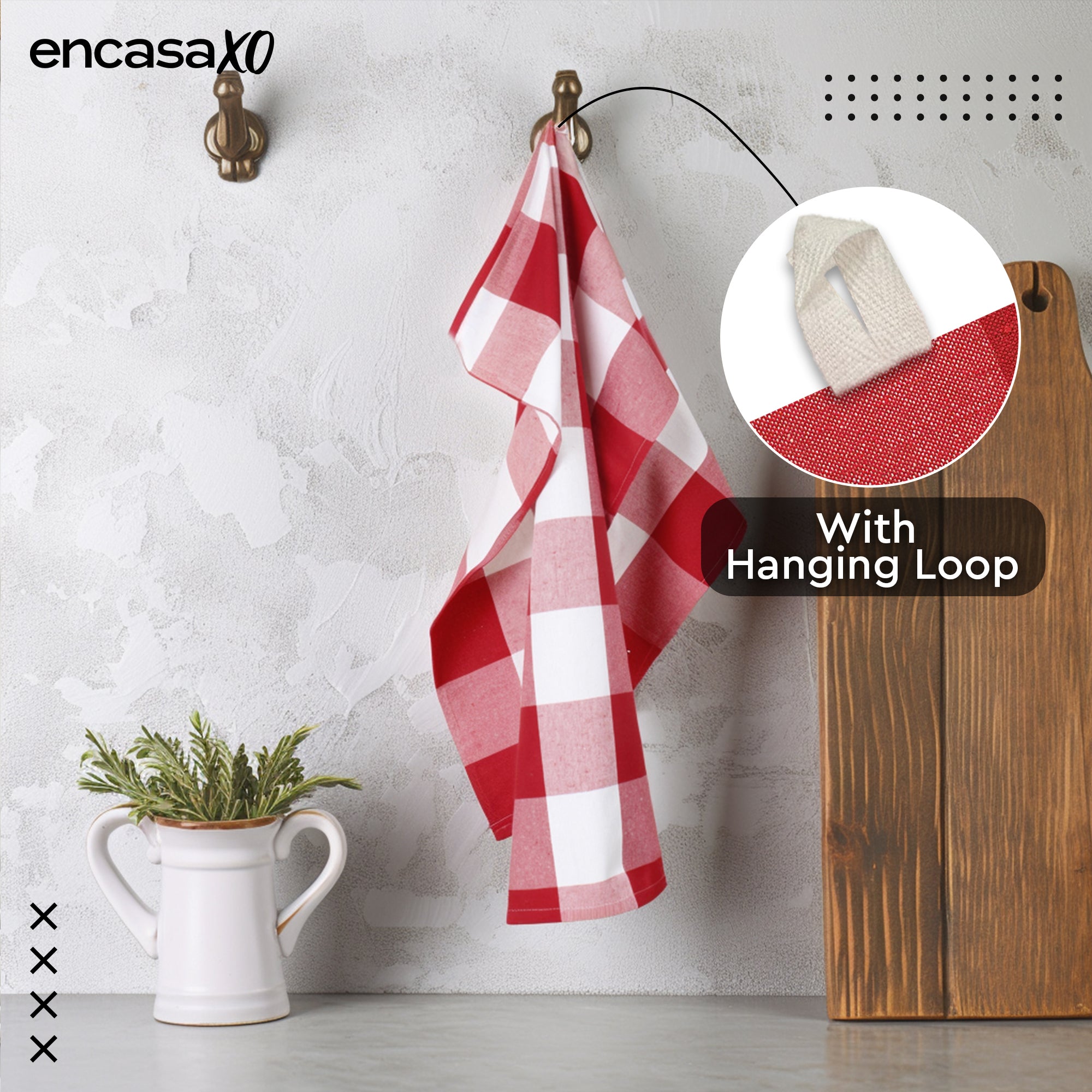 Cotton Buffalo Red Checks Kitchen Towel (Pack of 4)