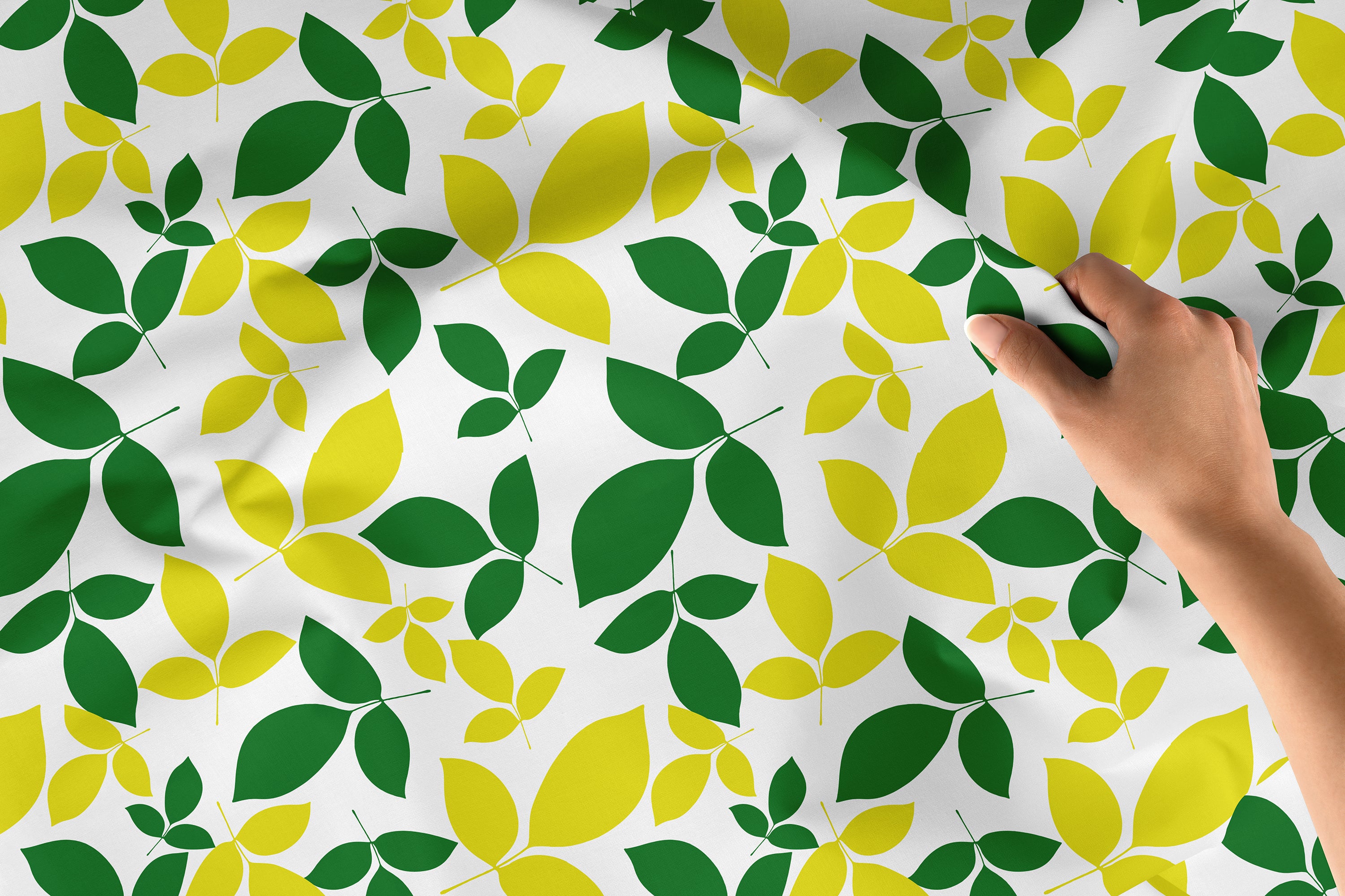 Polyester Printed Leaves Fabric (Pack of 1)