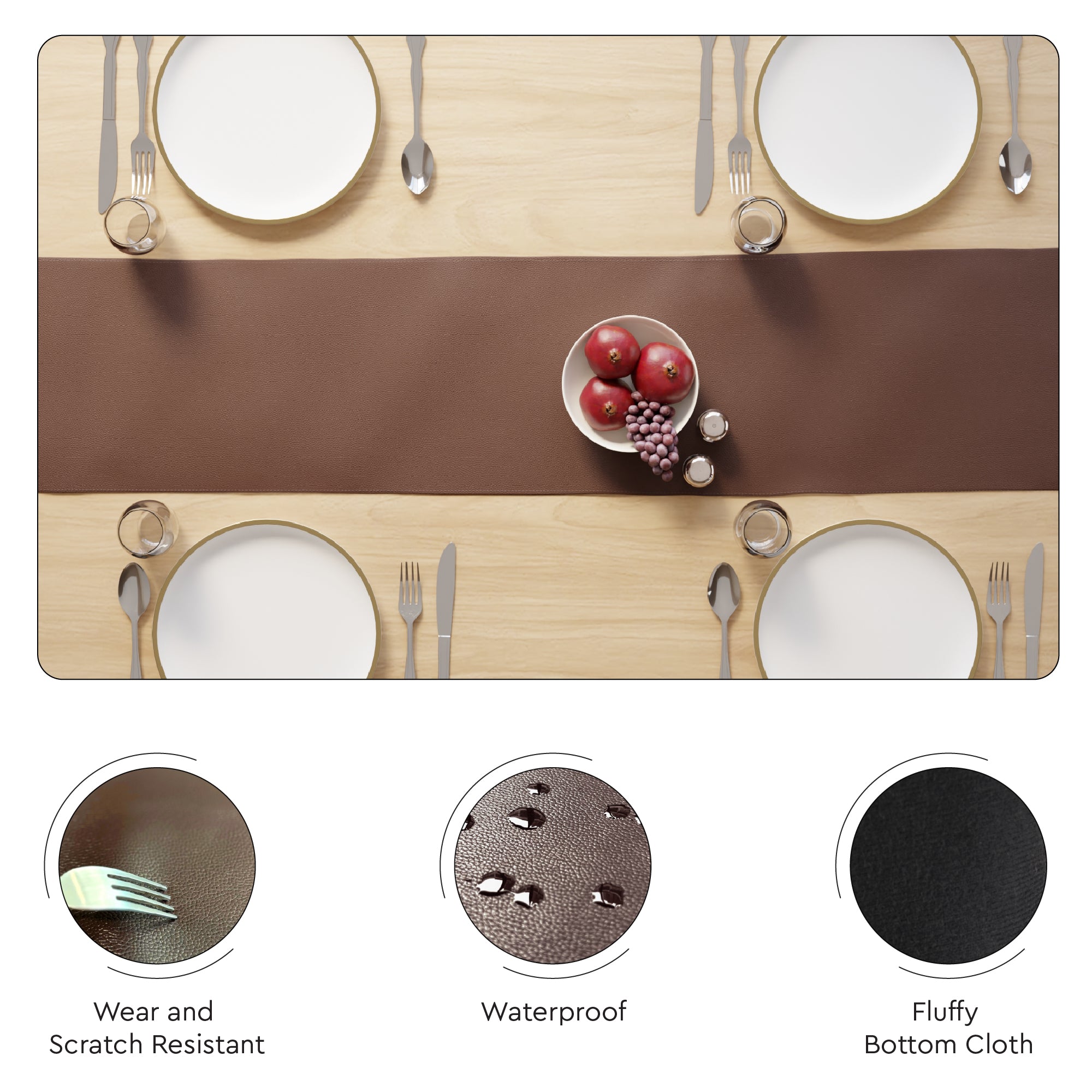 PVC Leather Chocolate Table Runner (Pack of 1)