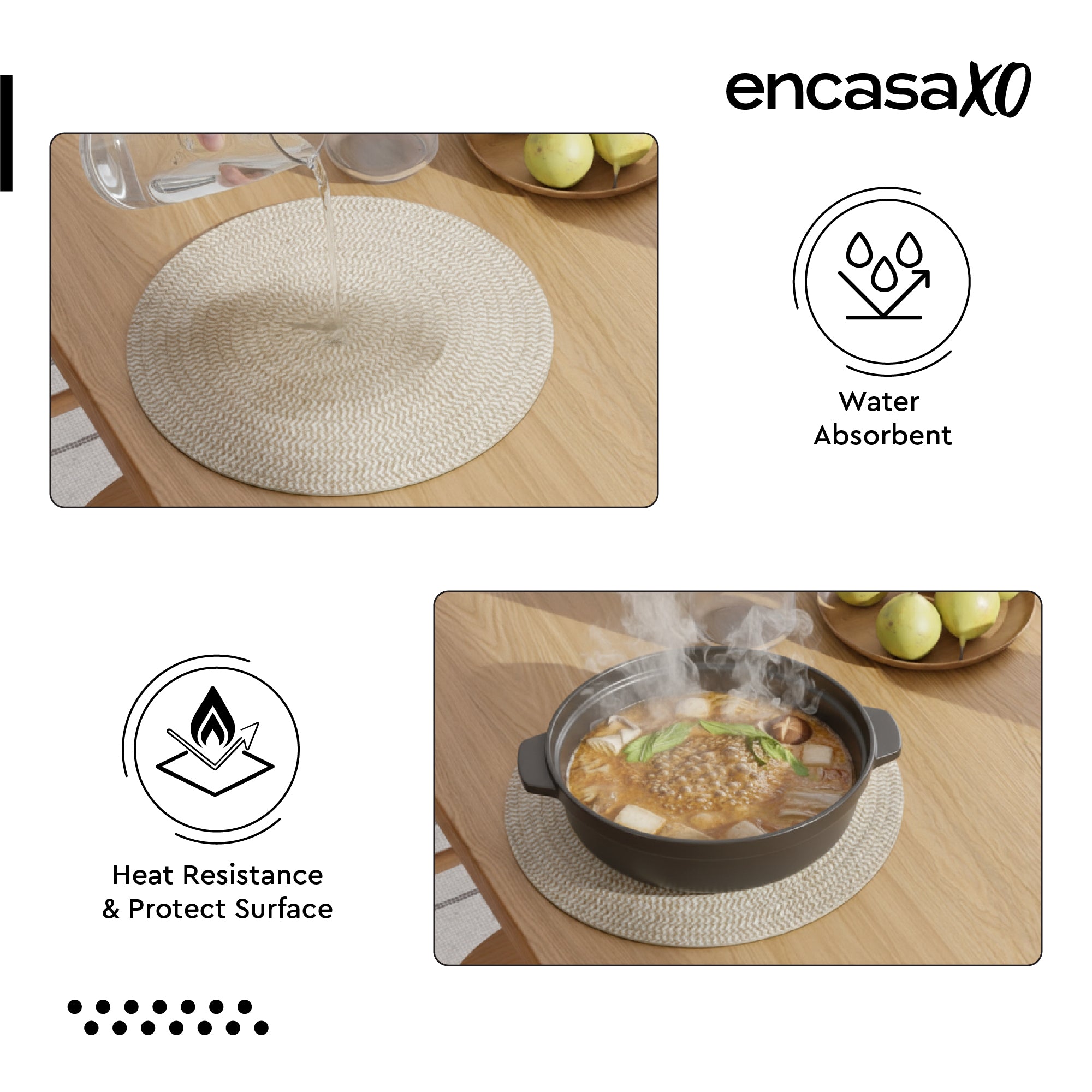 Cotton Beige & Off White Mix Placemat (Pack of 4)