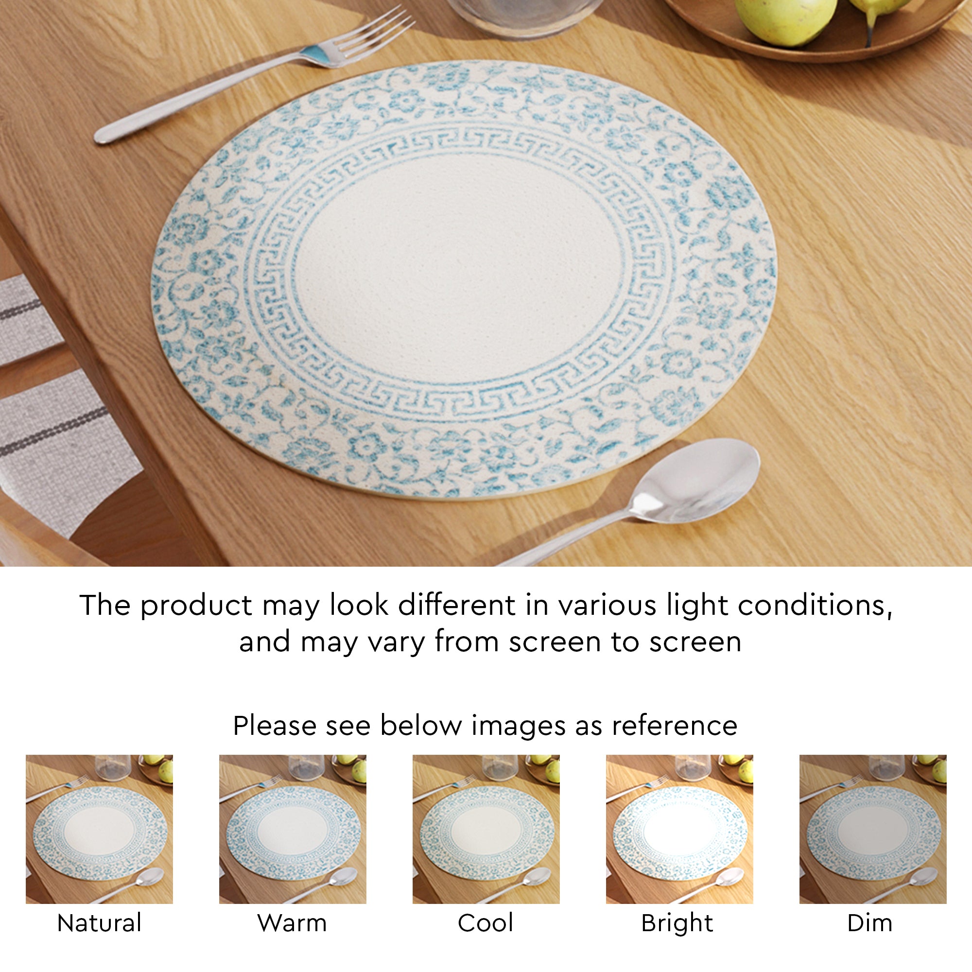 Cotton Printed Light Blue Placemat (Pack of 4)