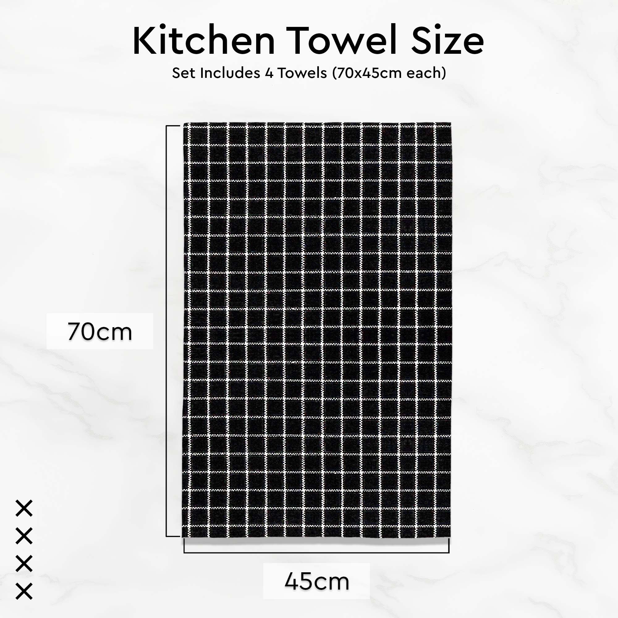 Cotton Butcher Black Kitchen Towel (Pack of 4)