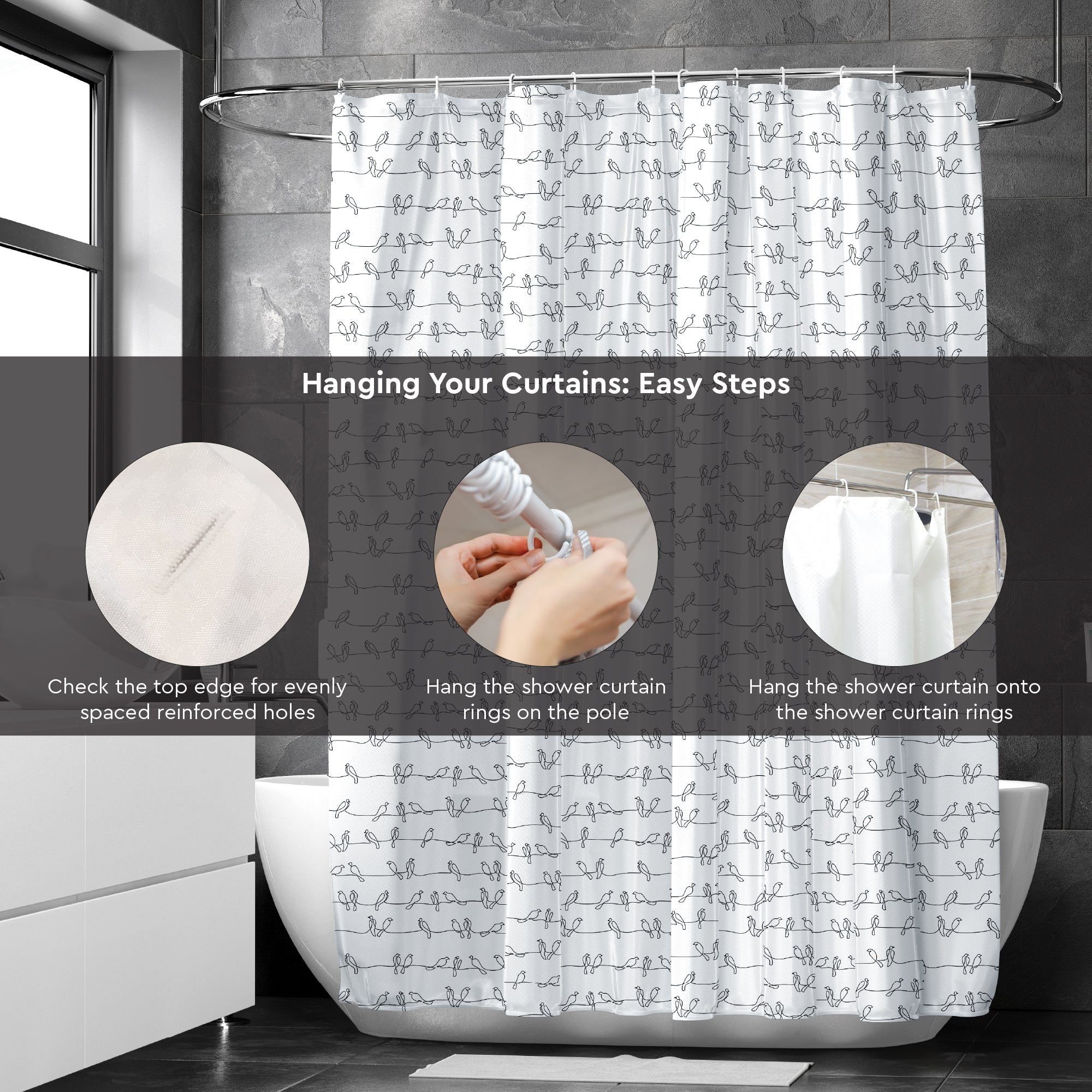 Polyester Blackbirds Shower Curtain (Pack of 1)