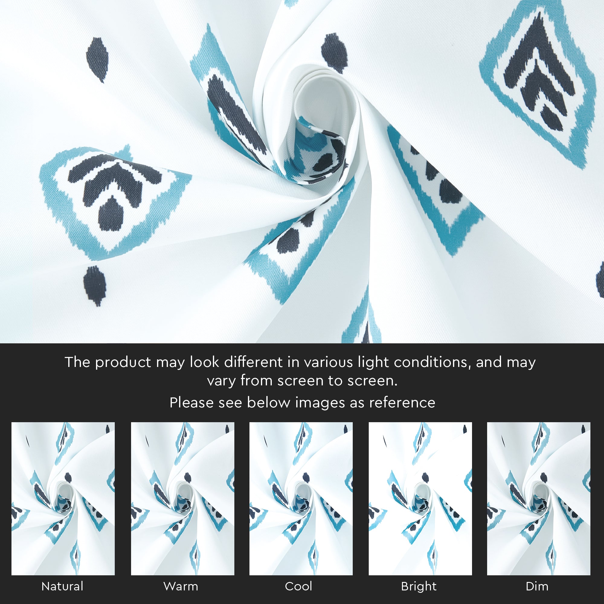 Polyester Diamond Turq Curtain (Pack of 2)