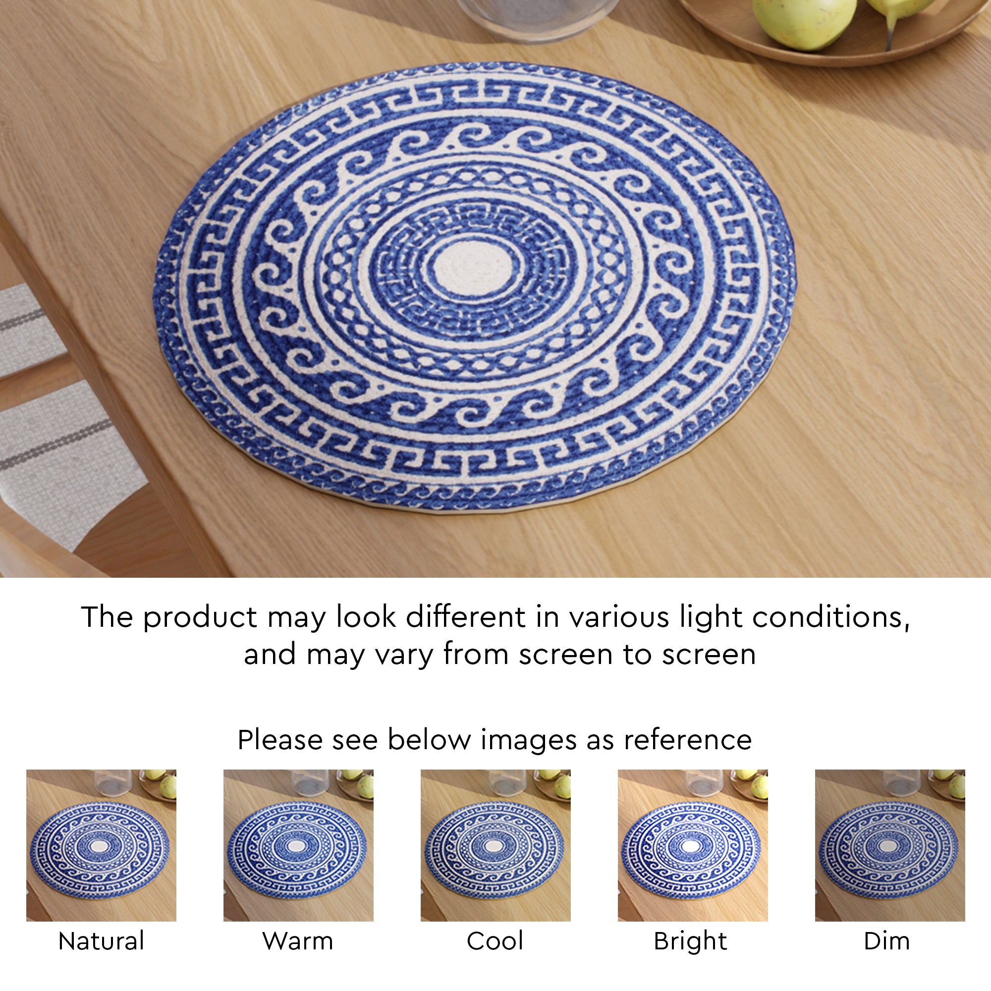Cotton Blue Mandala Print Placemat (Pack of 6)