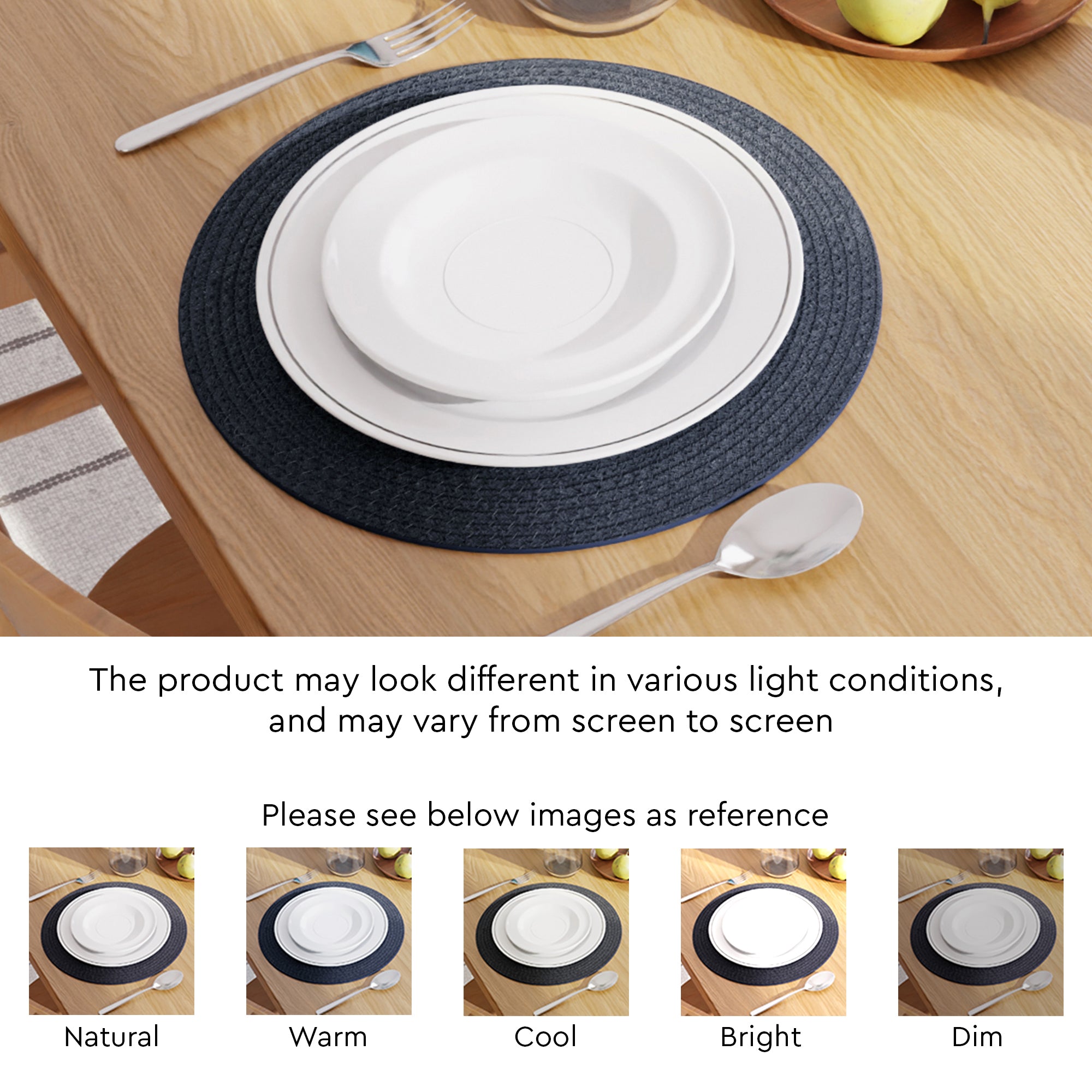 Cotton Dark Blue Placemat (Pack of 6)