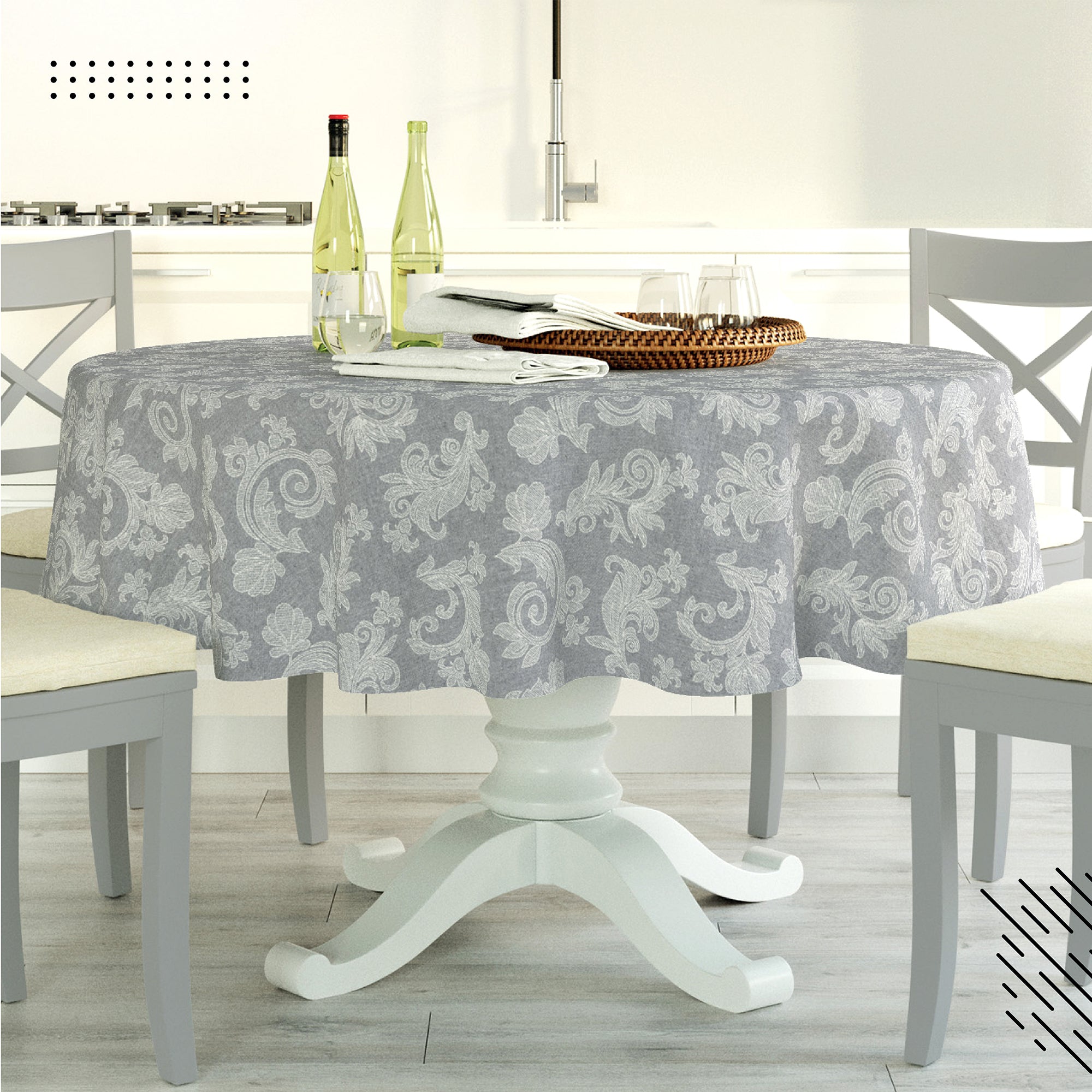Cotton chambray Grey Table Cloth (Pack of 1)