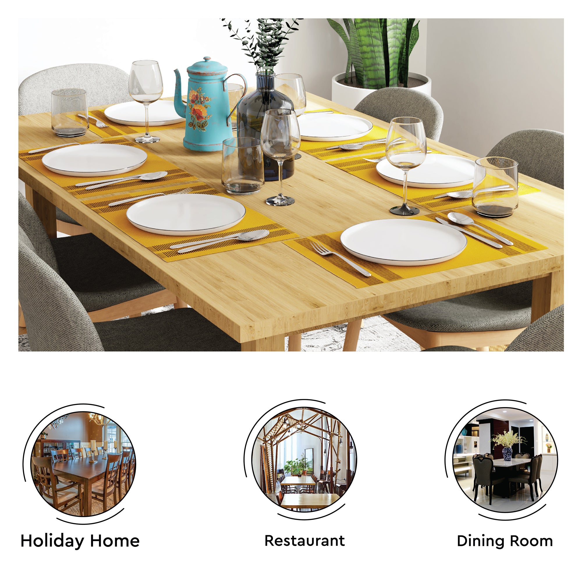 Cotton Ladder Yellow Placemat (Pack of 6)