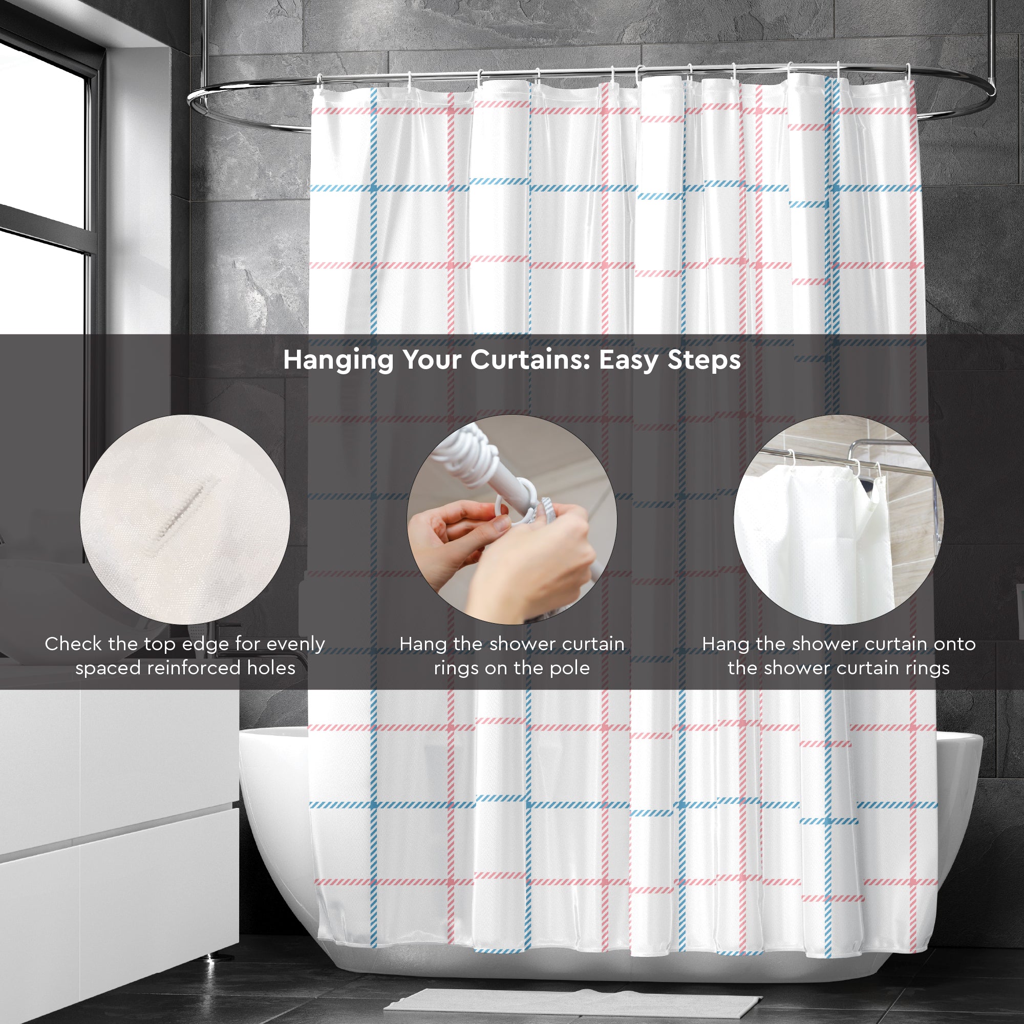 Polyester Squares Shower Curtain (Pack of 1)