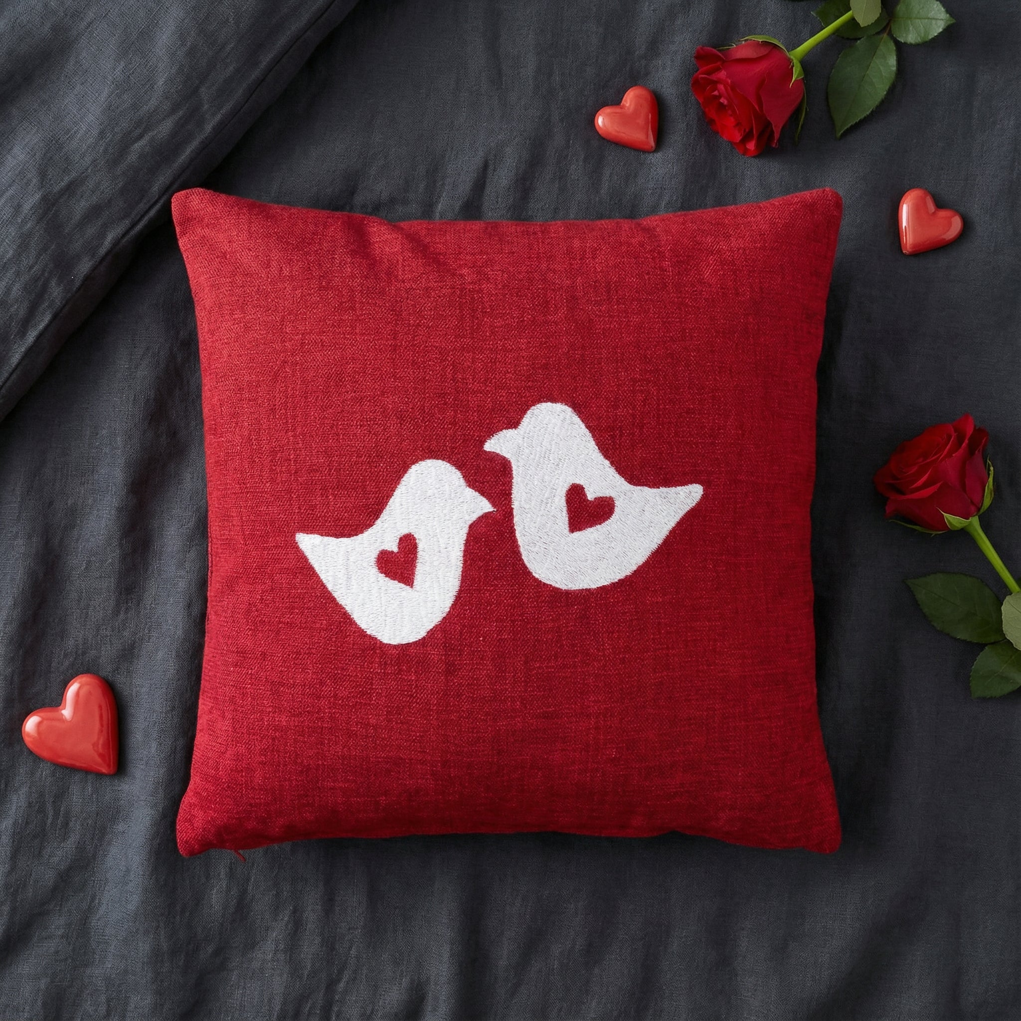 Lovebird- Red Cushion Cover