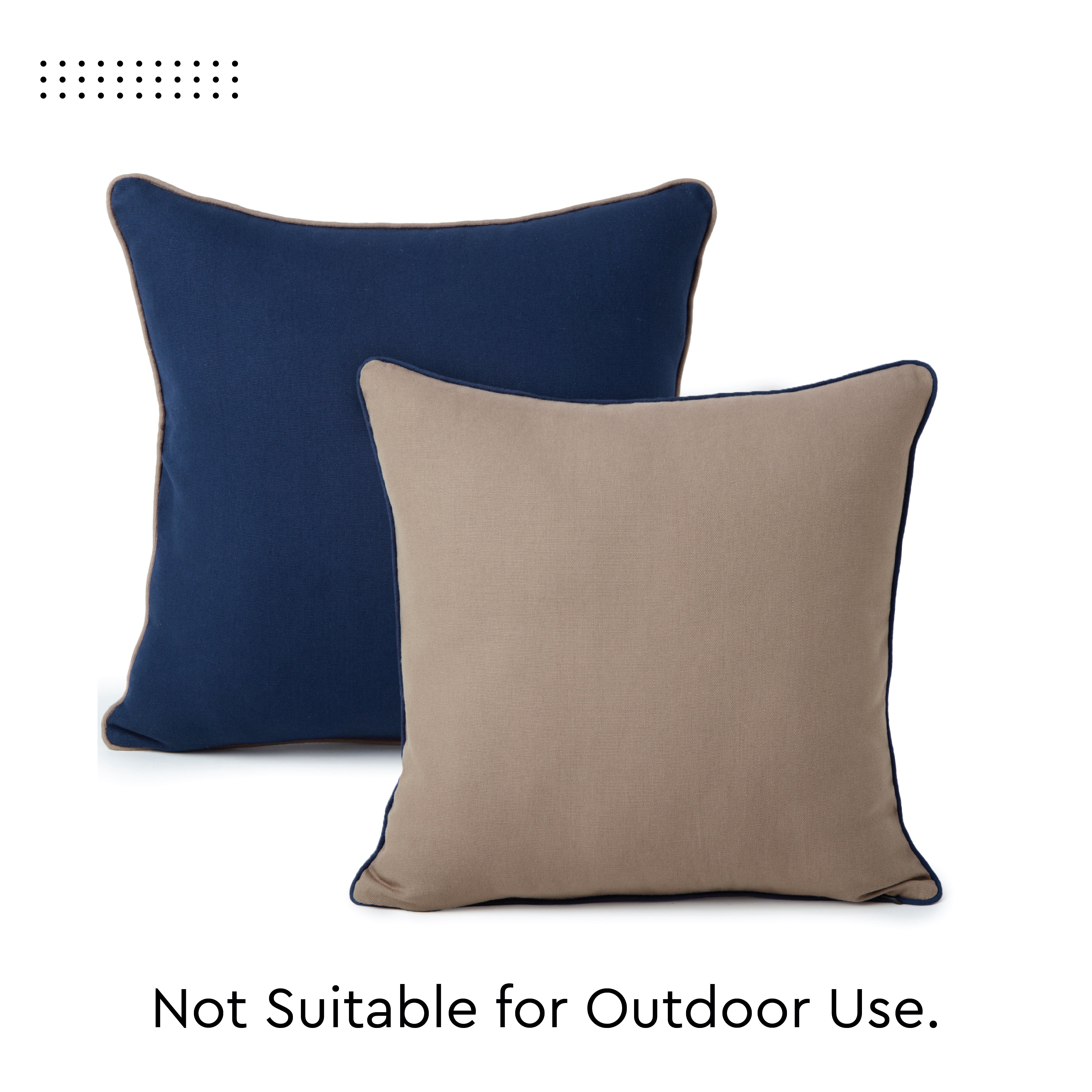 Cotton Navy+Beige Cushion Cover (Pack of 2)