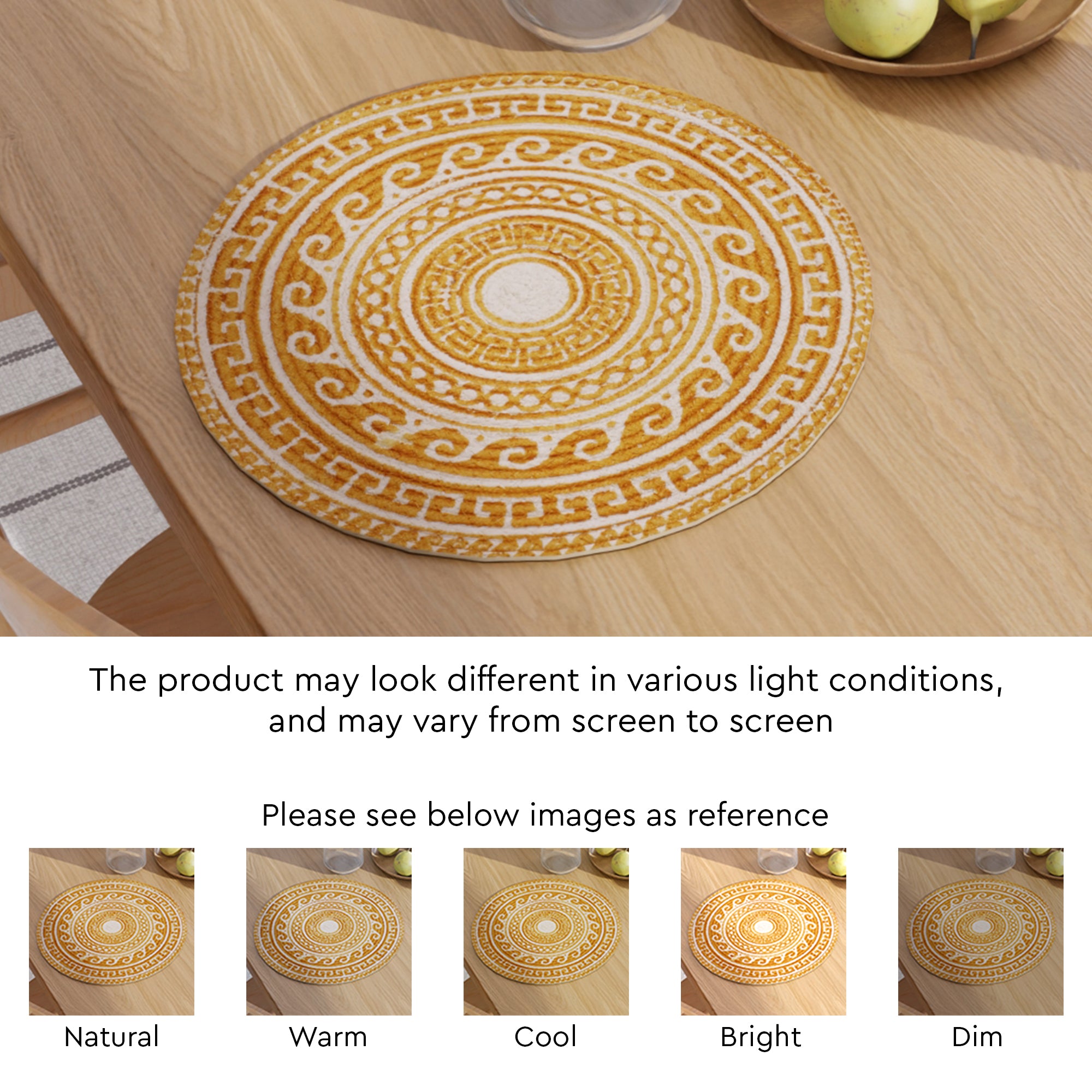 Cotton Mustard Mandala Print Placemat (Pack of 2)