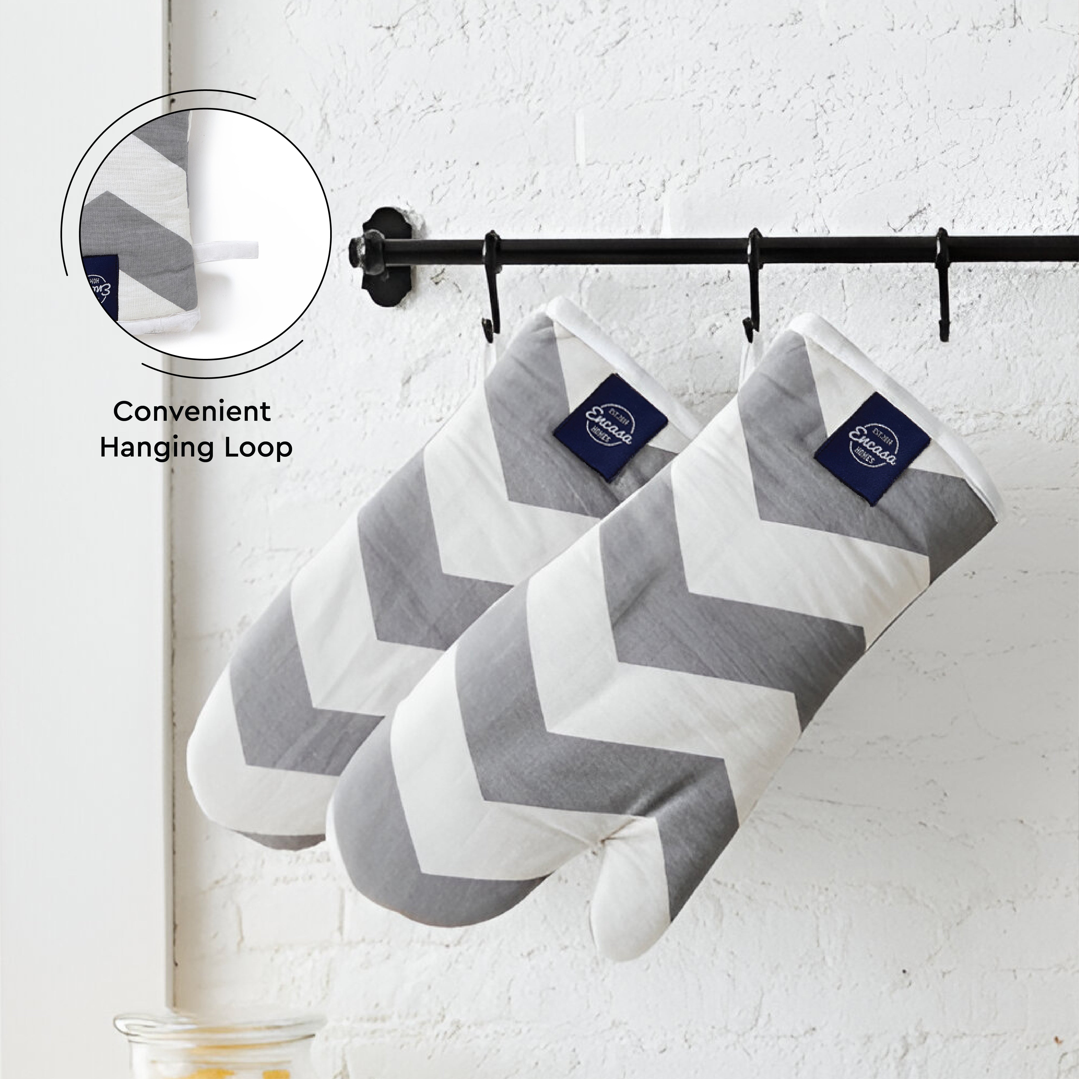 Cotton ZZ Grey Oven Gloves (Pack of 2)
