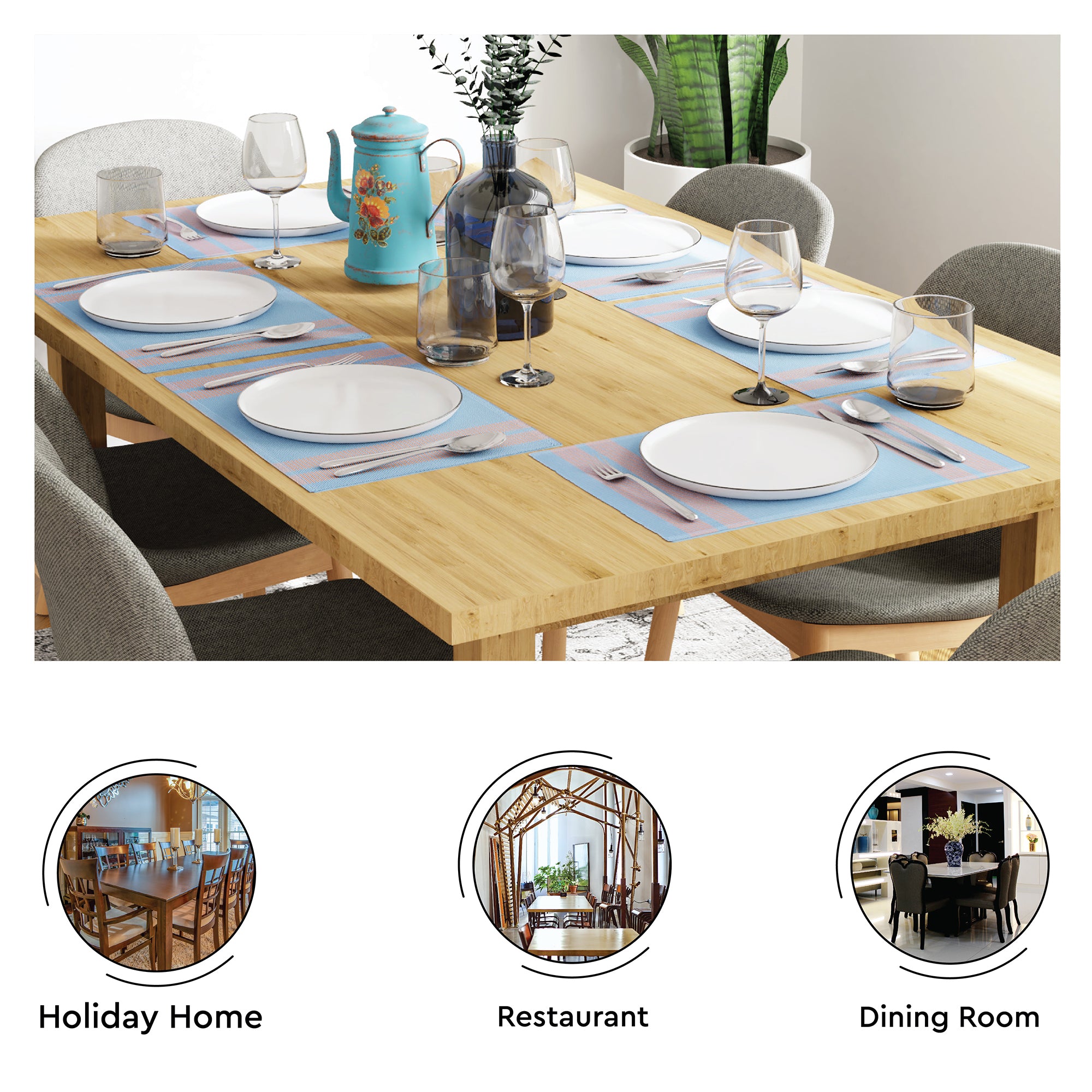 Cotton Ladder Blue Placemat (Pack of 6)