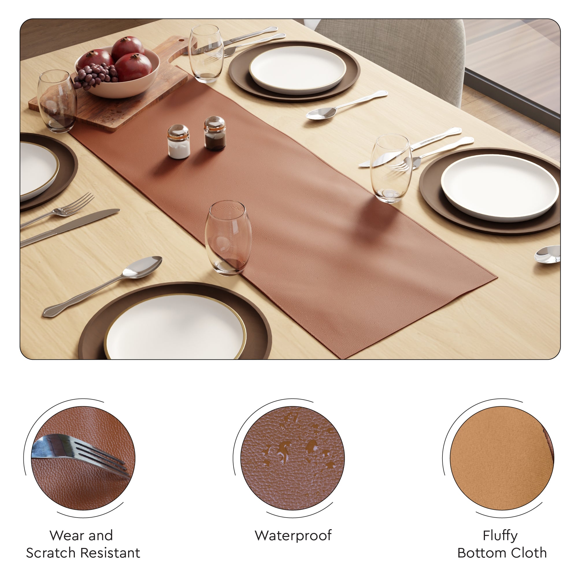 Faux Leather Tan Table Runner