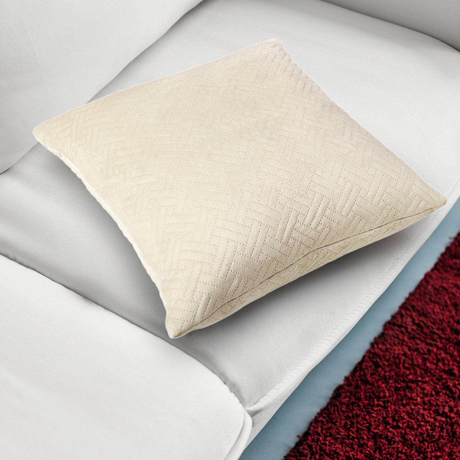 Quilted Velvet Cream Cushion Cover (Pack of 2)