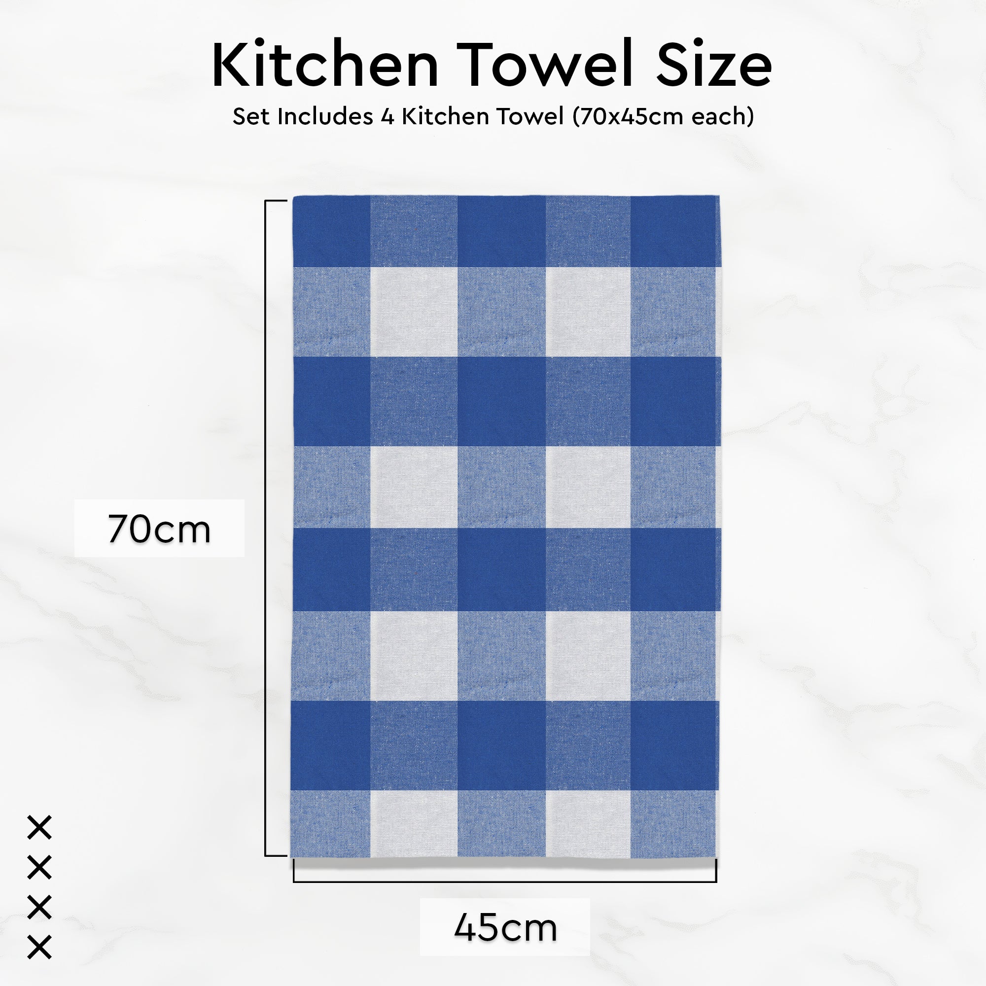 Cotton Buffalo Blue Checks Kitchen Towel (Pack of 4)