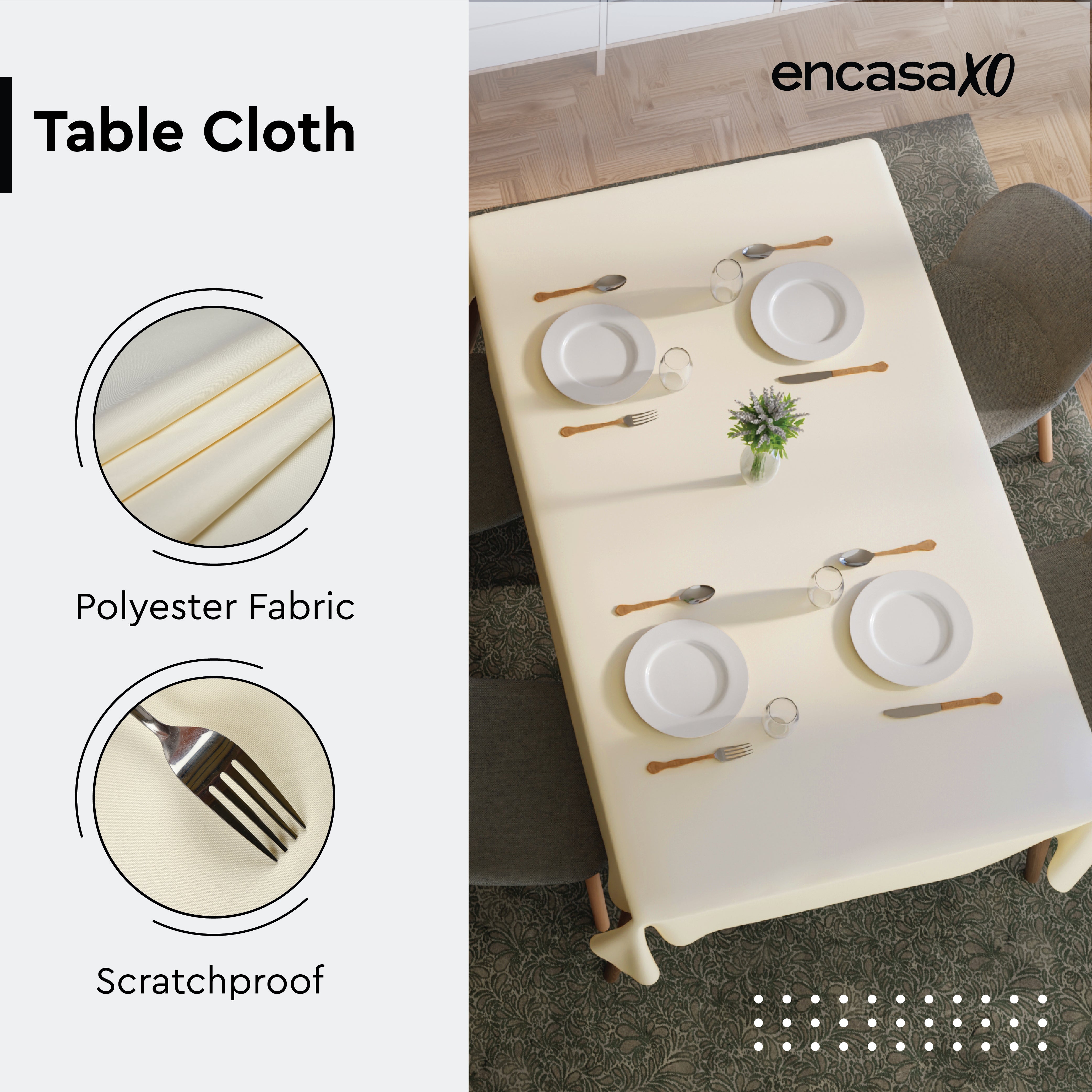 Polyester Cream Table Cloth (Pack of 1)