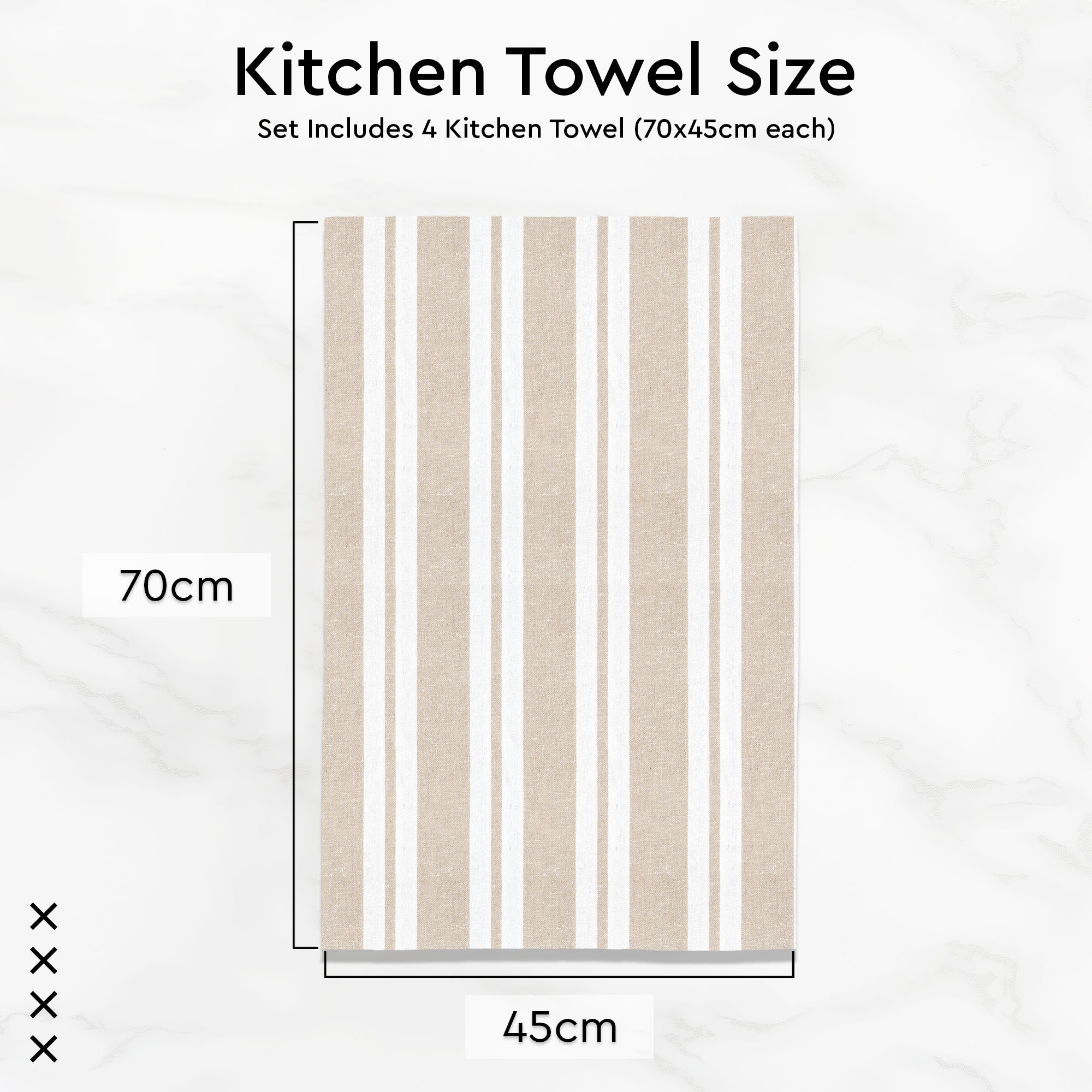 Cotton Franca Beige Stripes Kitchen Towel (Pack of 4)
