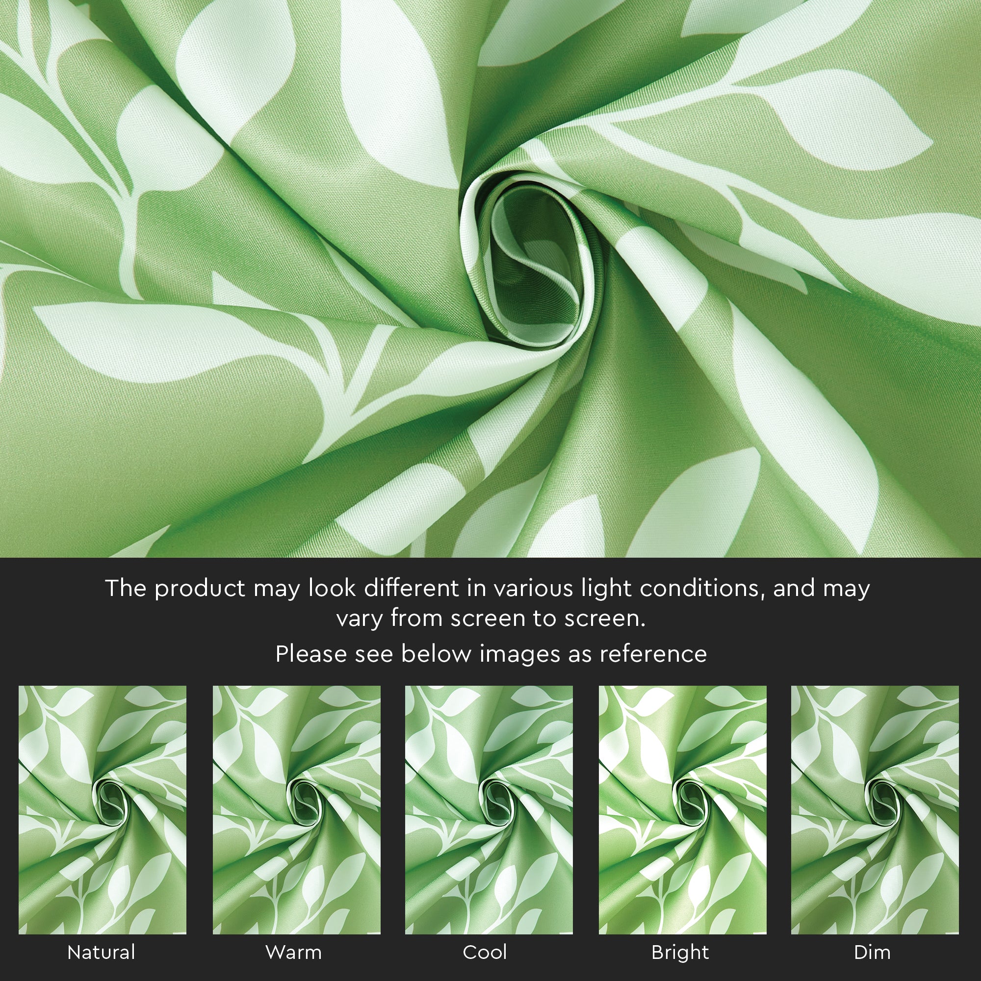 Polyester Reverse Leaf Green Curtain (Pack of 2)