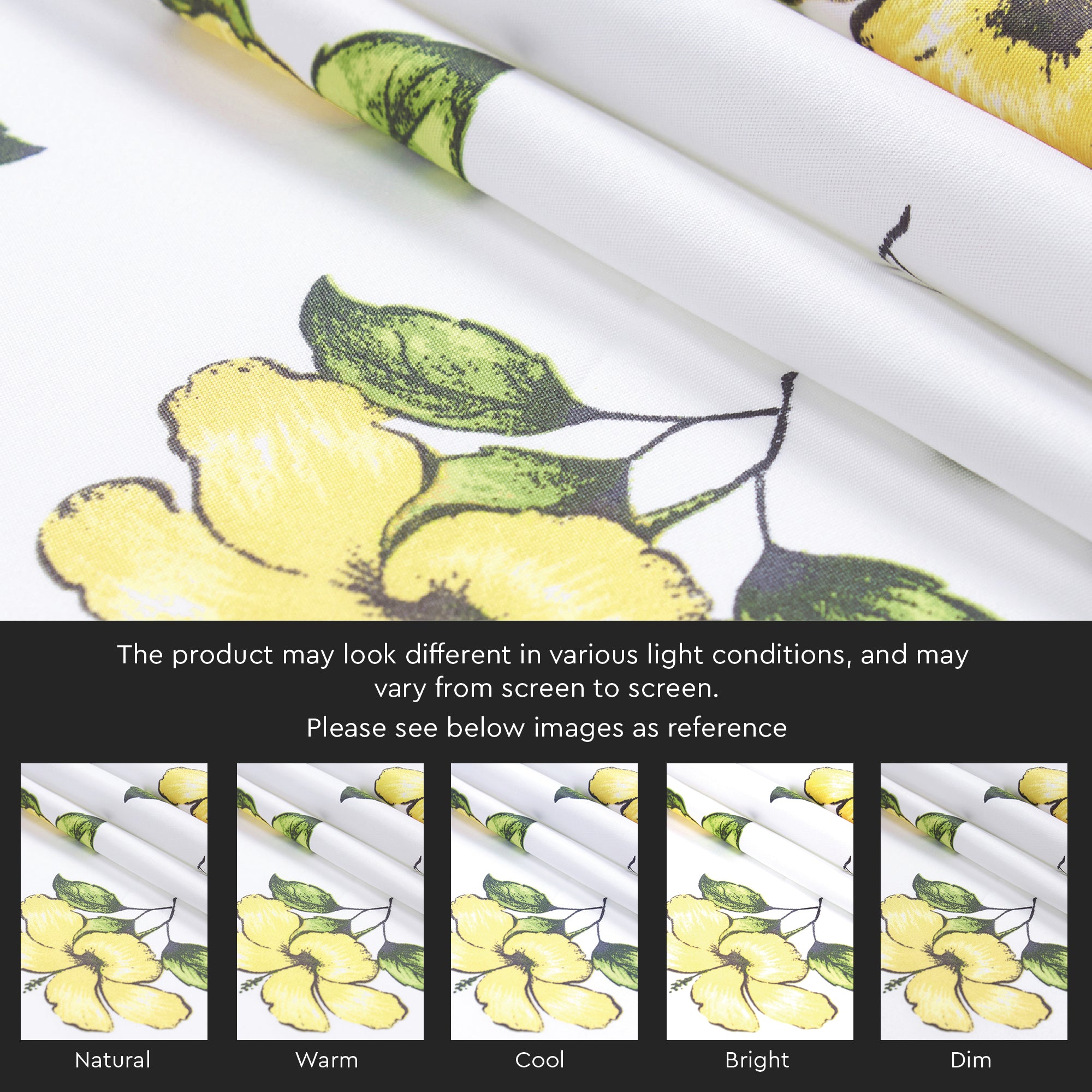Polyester Hibiscus Yellow Curtain (Pack of 2)