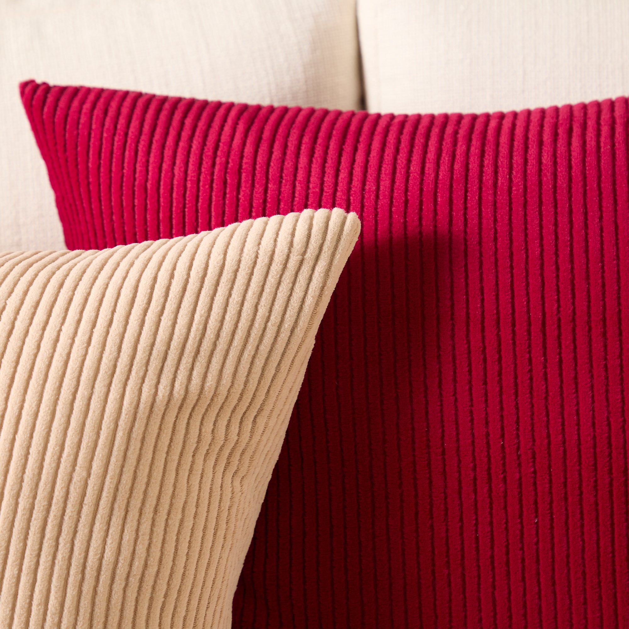 Corduroy Beige Cushion Cover
