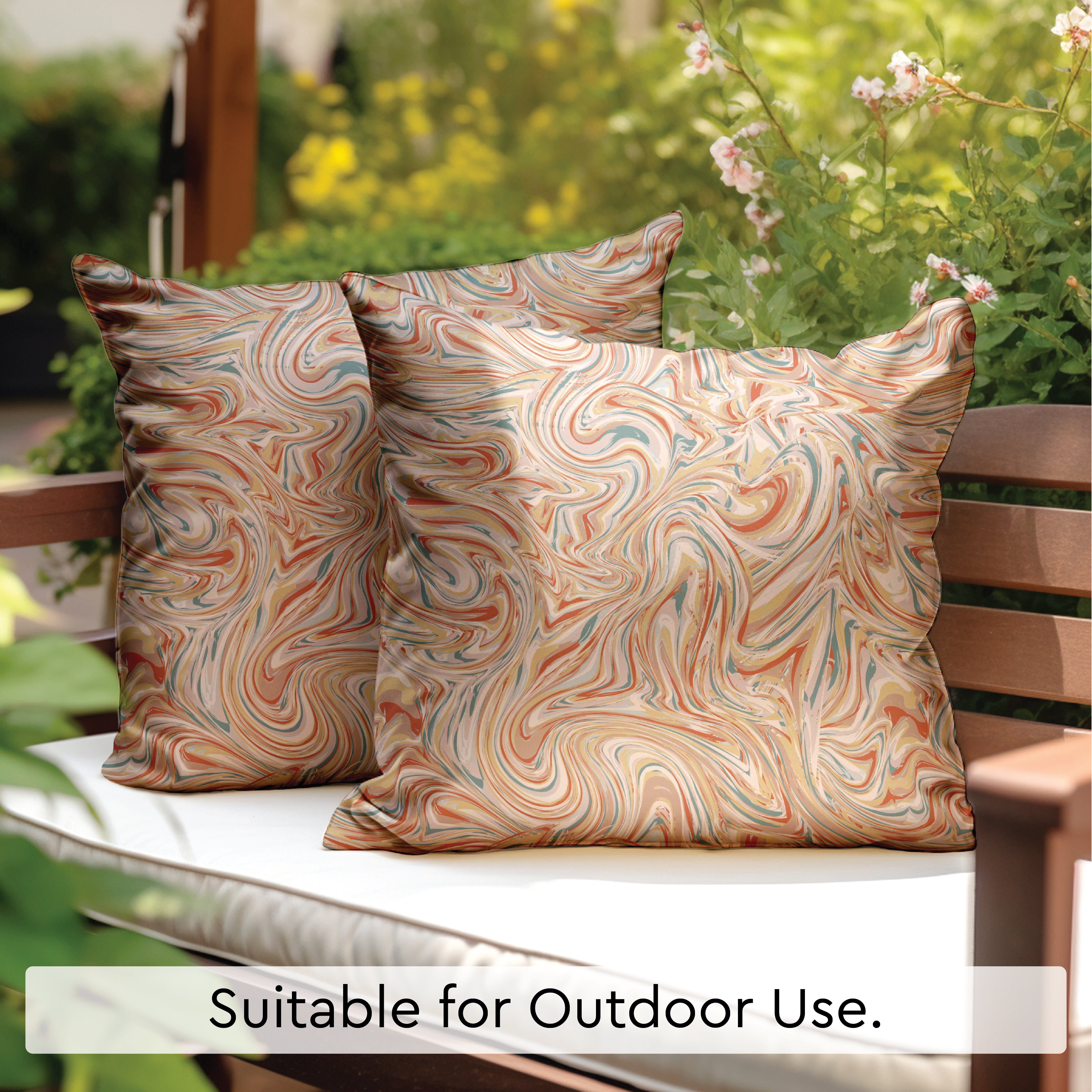 Blackout Polyester Marble Peach Cushion Cover (Pack of 2)