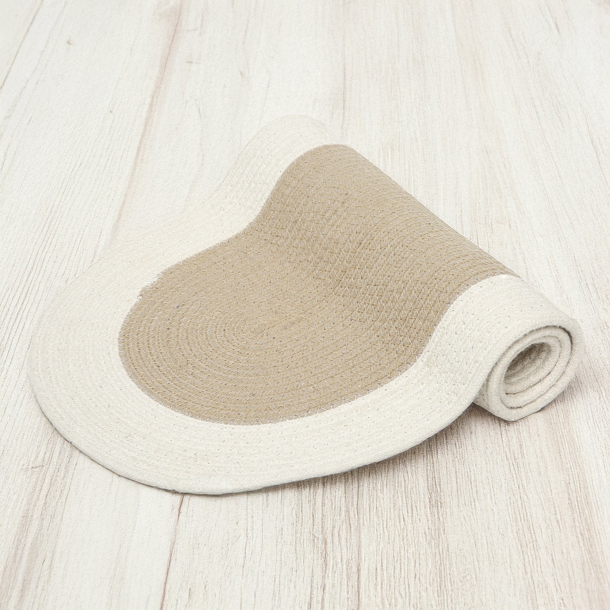 Cotton Beige & Off White Table Runner (Pack of 1)
