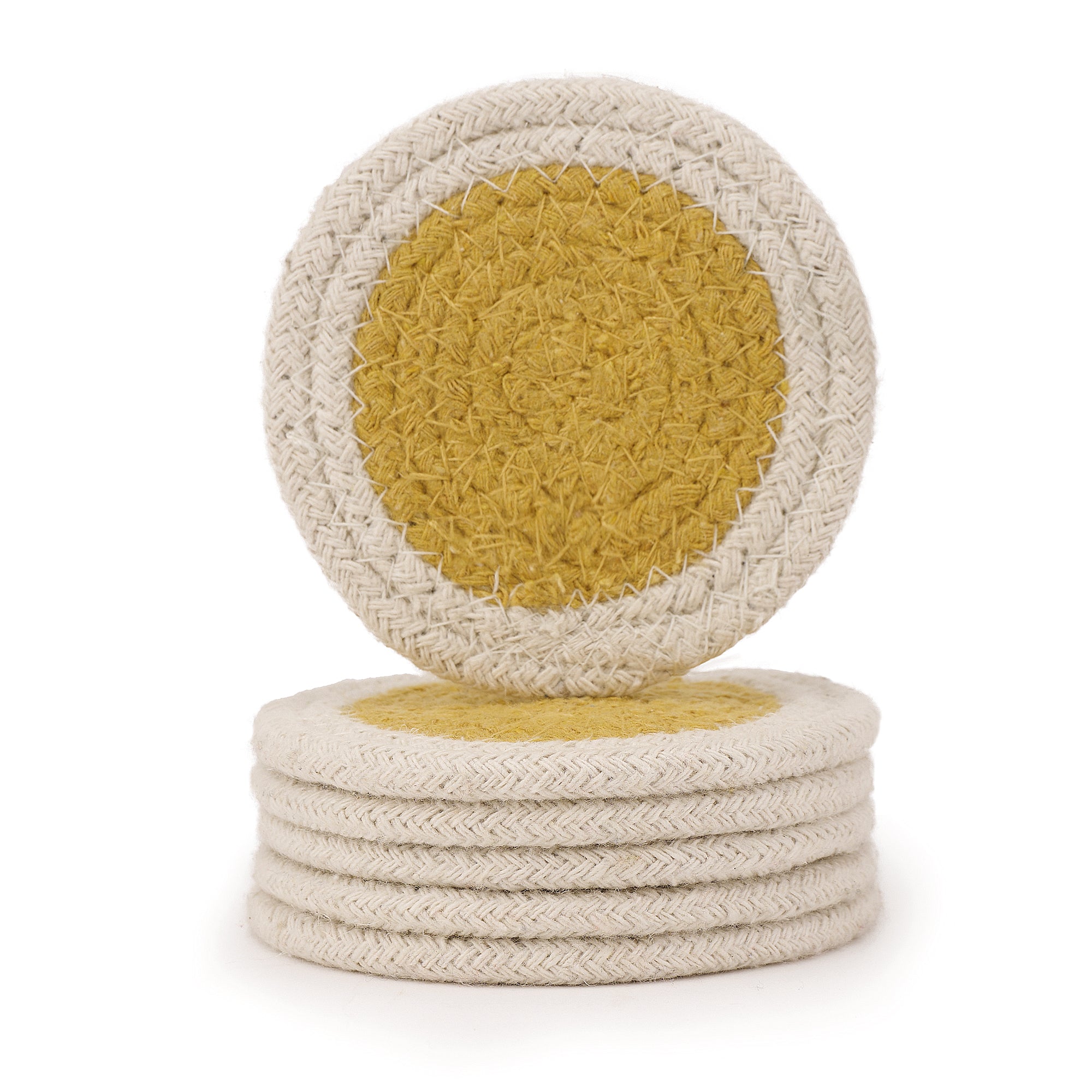 Cotton Yellow & Off White Coaster