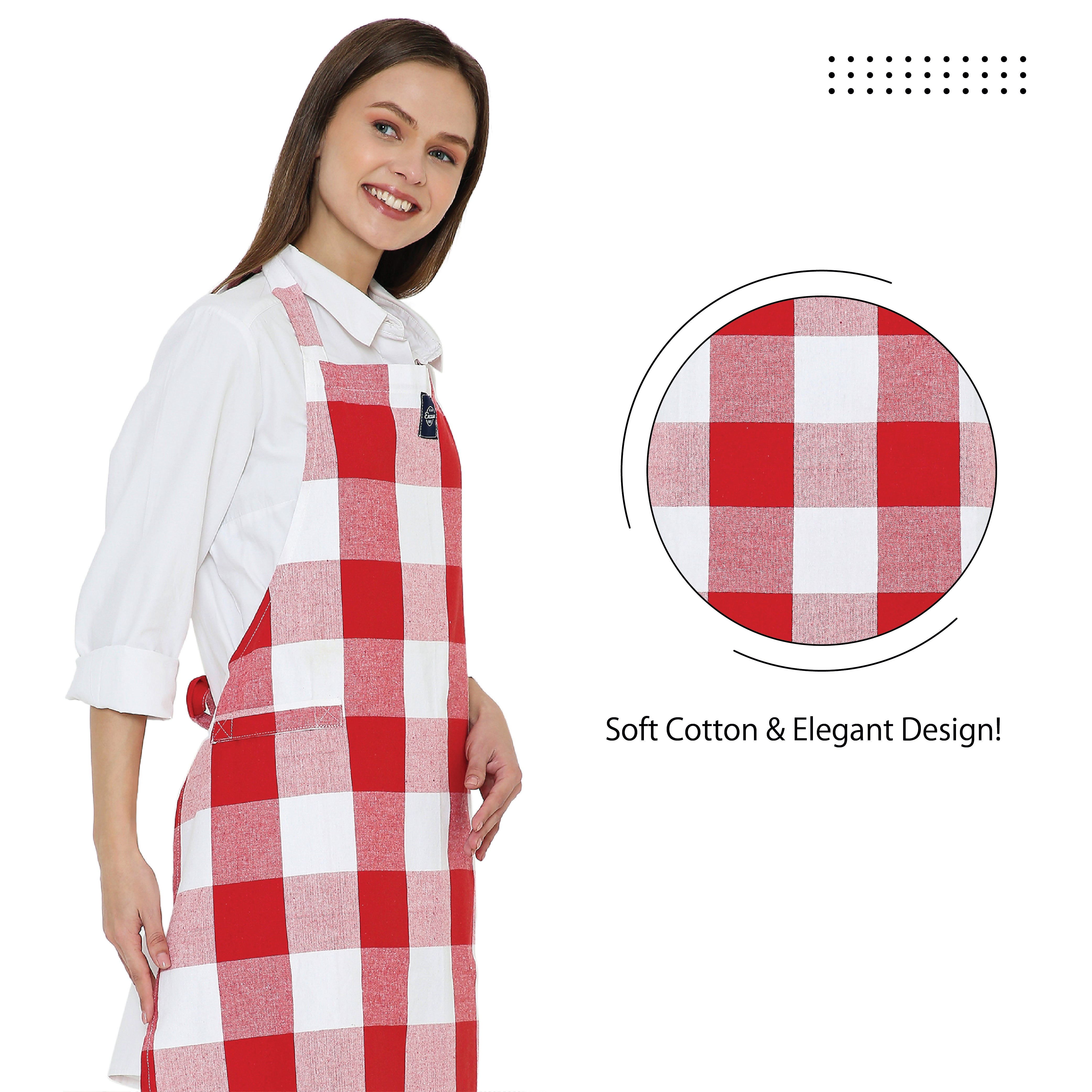 Cotton Buffalo Red Checks Apron (Pack of 1)