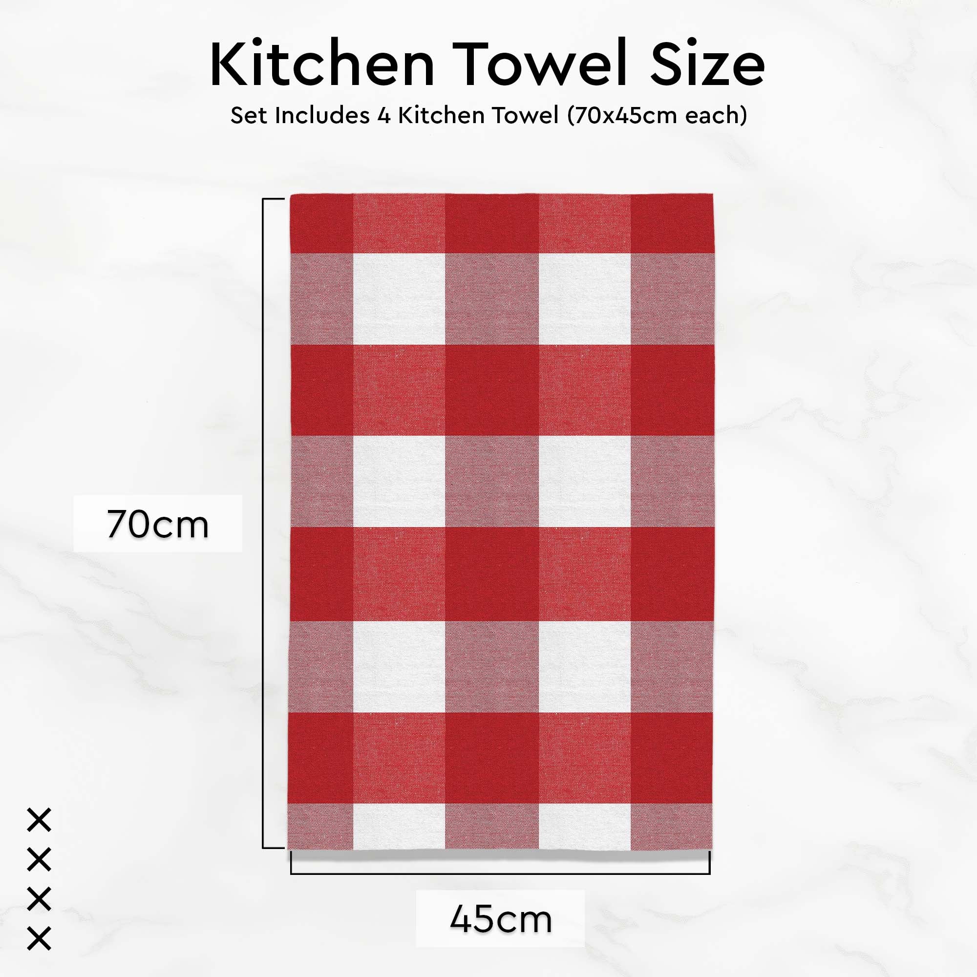 Cotton Buffalo Red Checks Kitchen Towel (Pack of 4)