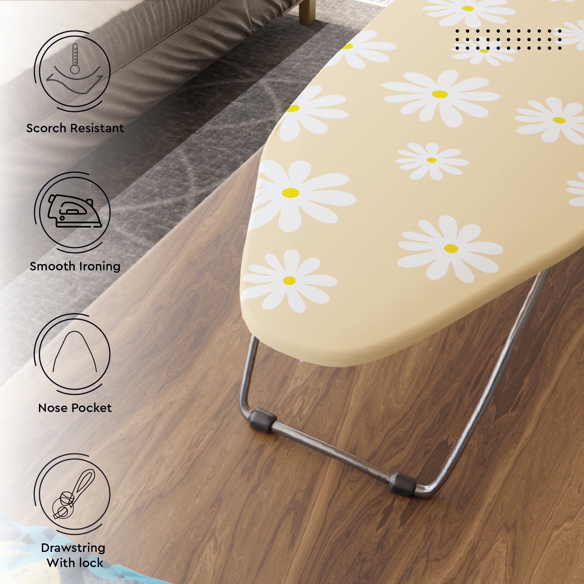 Daisy Beige Ironing Board Cover