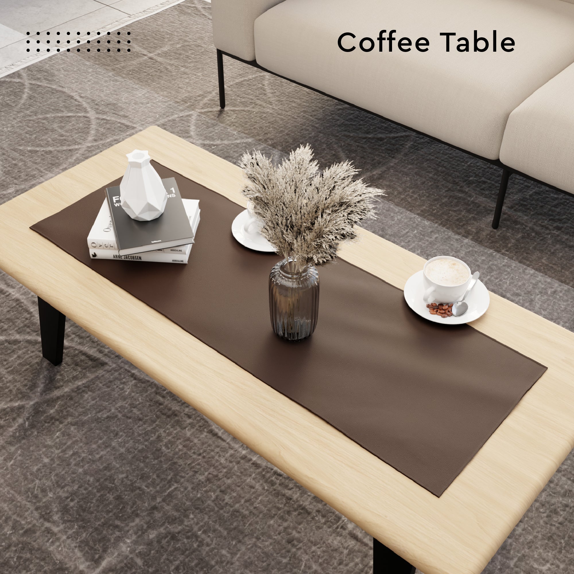 Faux Leather Dark Brown Table Runner
