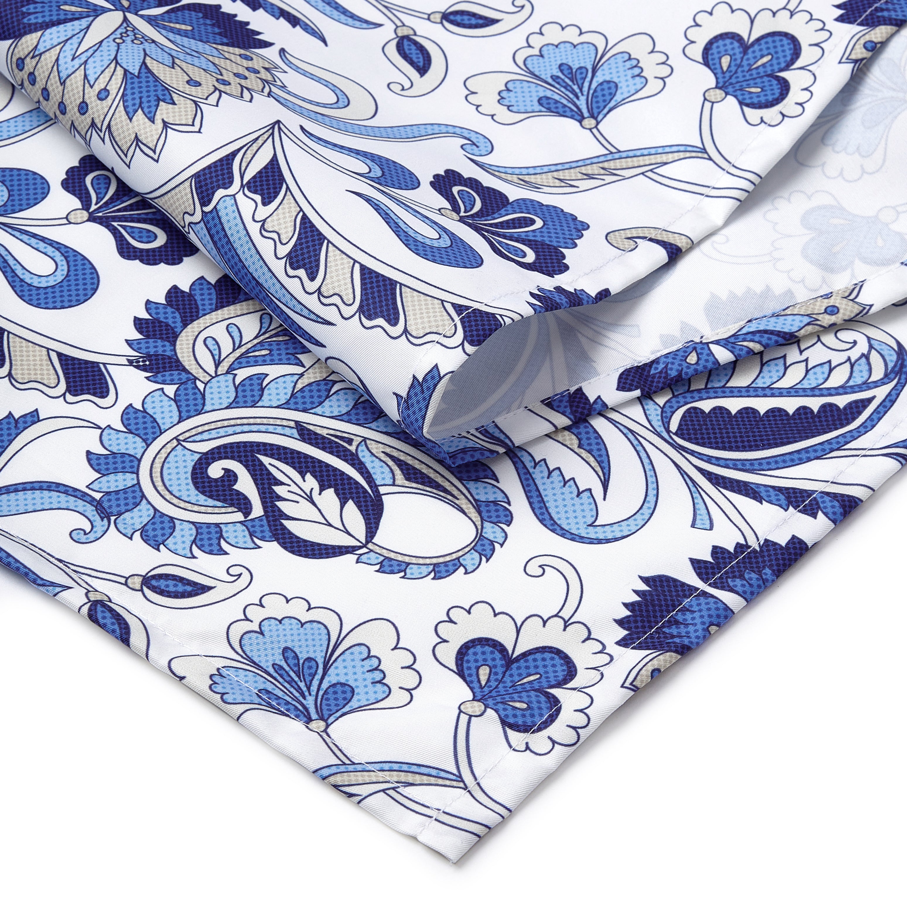 Water Repellent Polyester Chintz Blue Table Runner