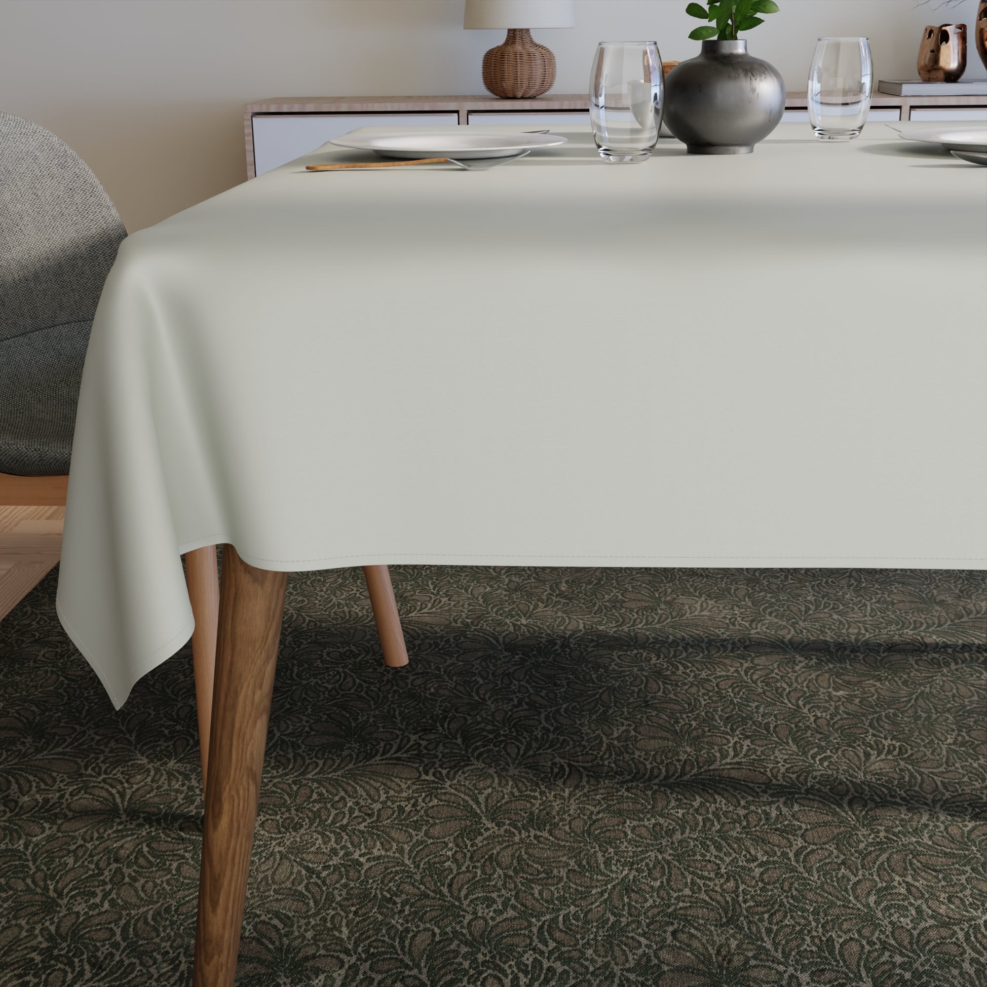Polyester Grey Table Cloth (Pack of 1)