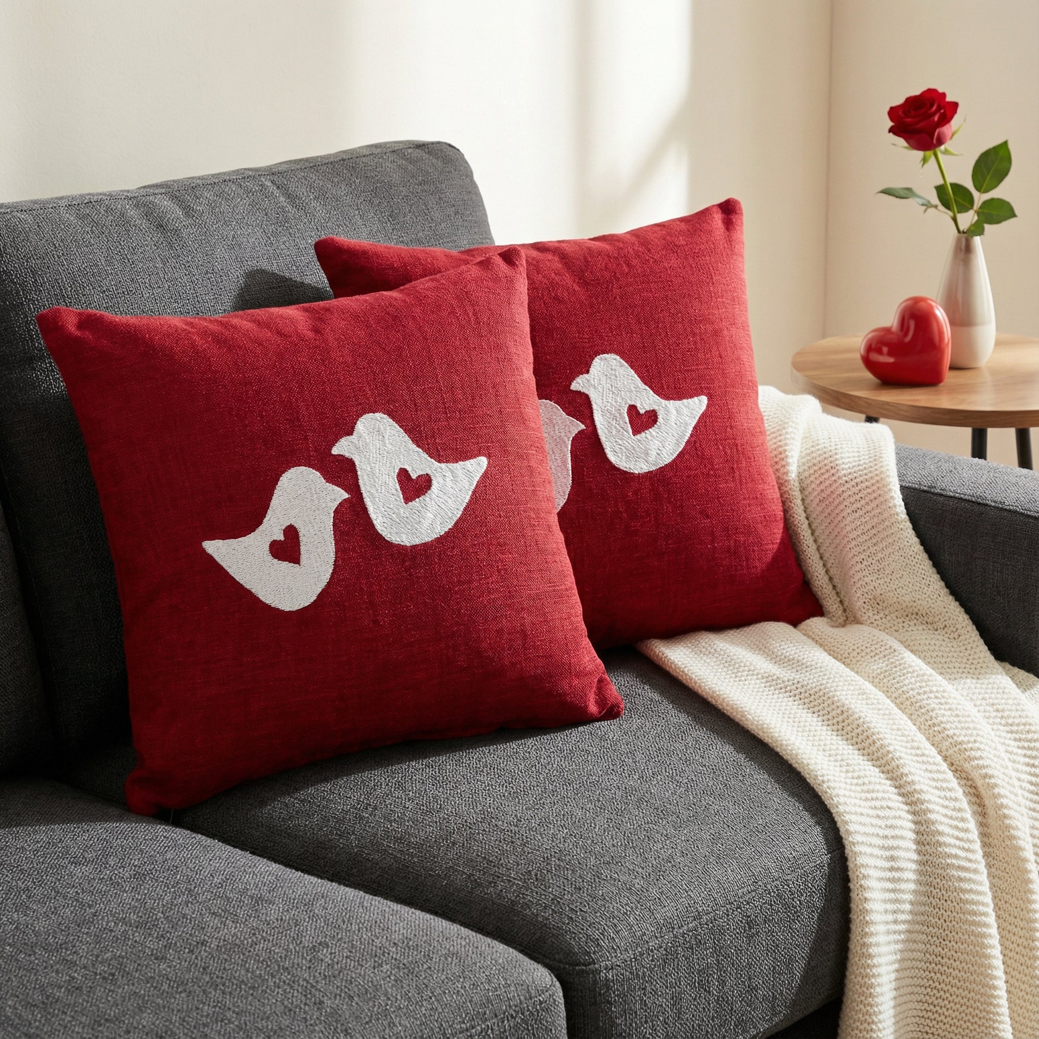 Lovebird- Red Cushion Cover