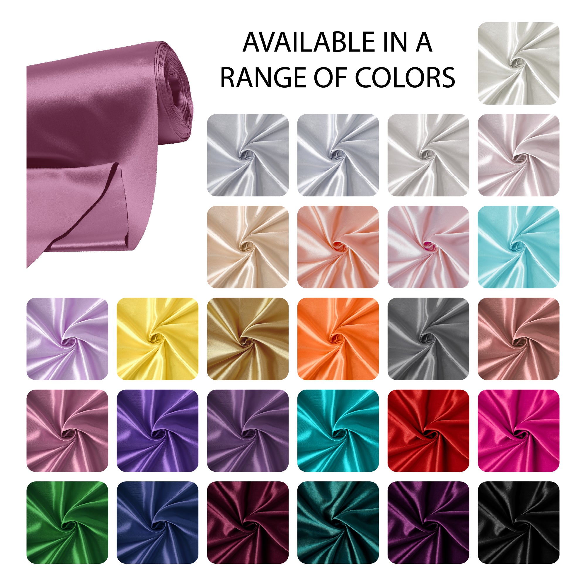 Silky Satin Fabric Material By Meter | 110 Cm Width, Silk & Shiny Fabrics | Fabric For Scrunchies, Dress, Pillowcases, Pajamas, Evening Dress, DIY